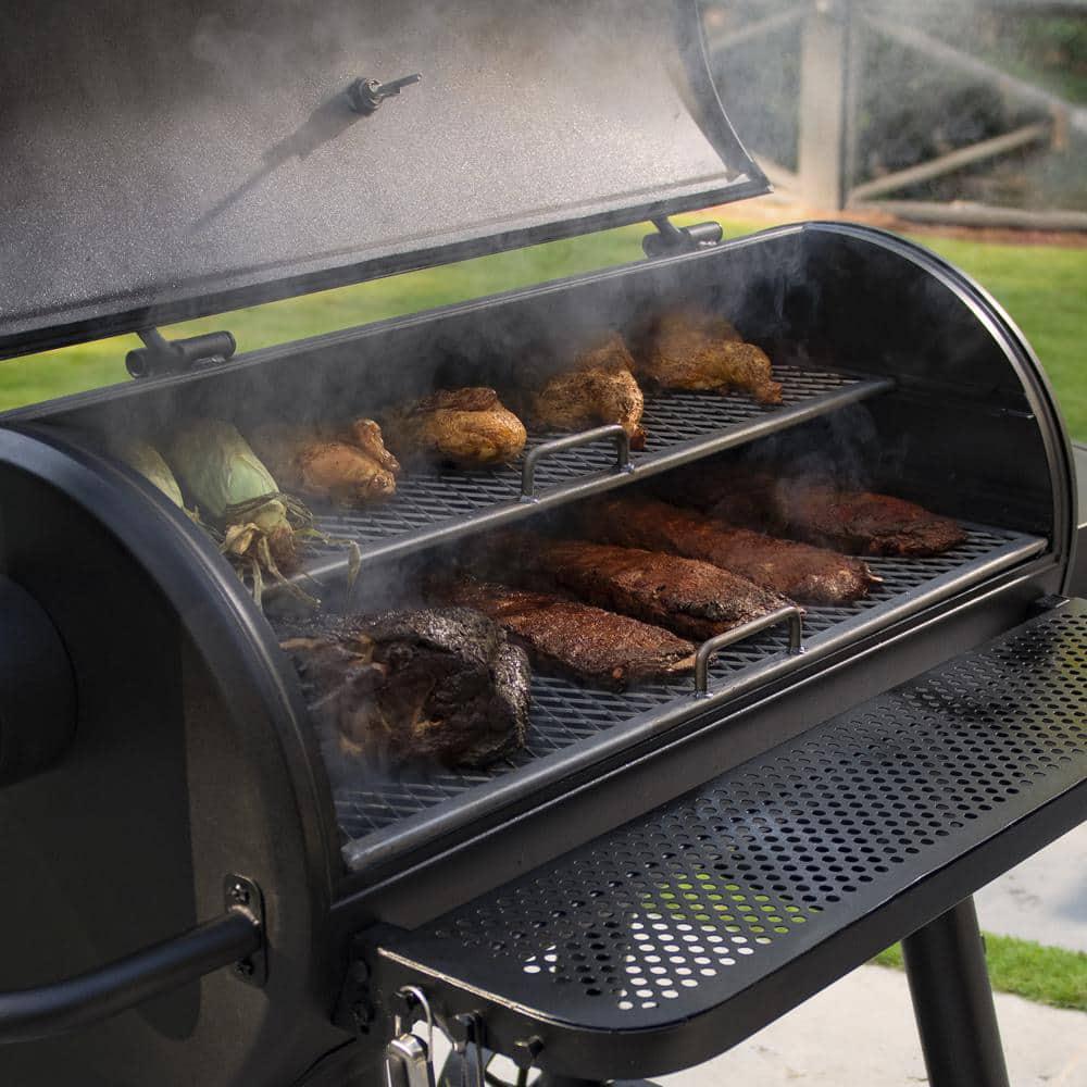 CharGriller Grand Champ Charcoal Grill and Offset Smoker in Black