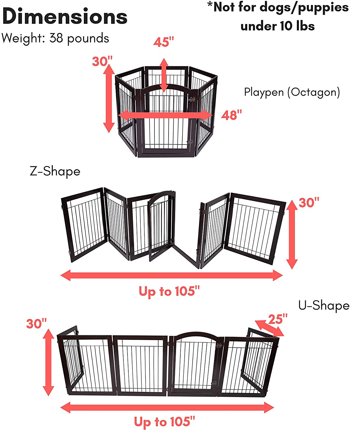 BirdRock Home Indoor Dog Gate with Door - 6 Panel - 30