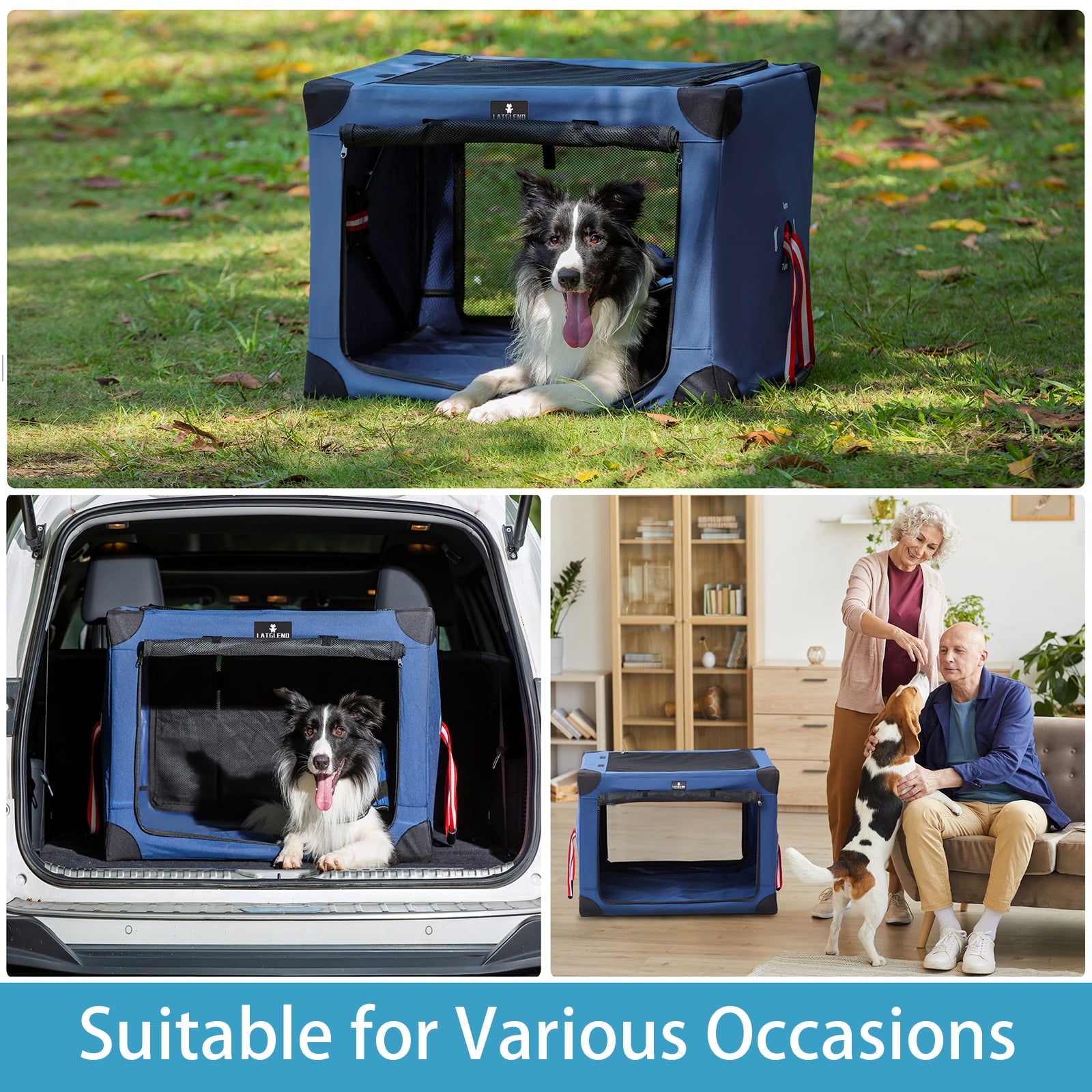 Tikysky Collapsible Dog Crate Portable Kennel Soft Fabric， XL-37.4