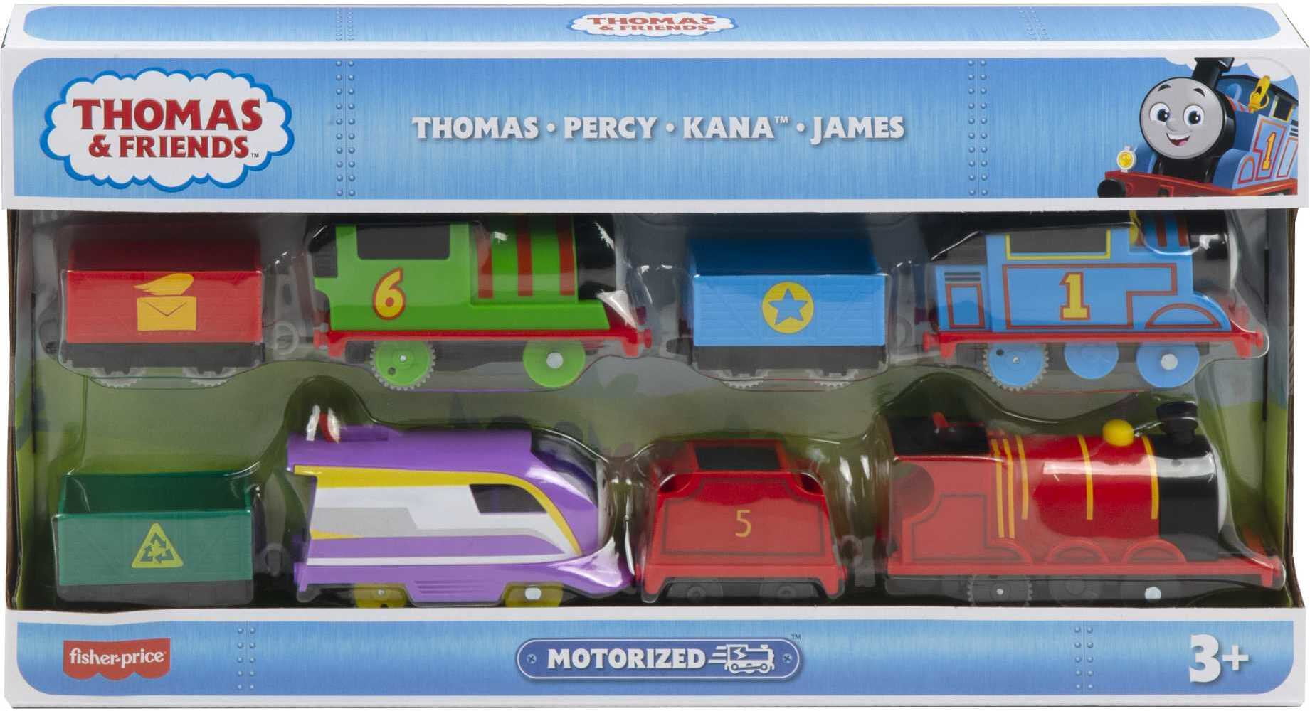 Thomas and Friends Thomas Percy Kana and James Engines Motorized Toy Trains， 4 Vehicles