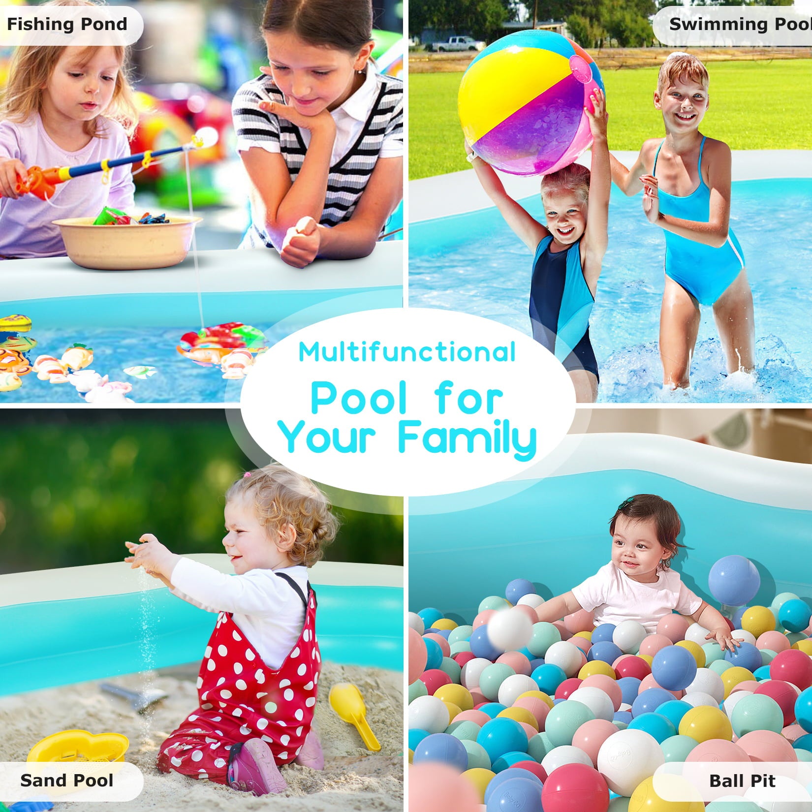 Funcid Inflatable Pool， Inflatable Swimming Pool for Kids and Adults， 120