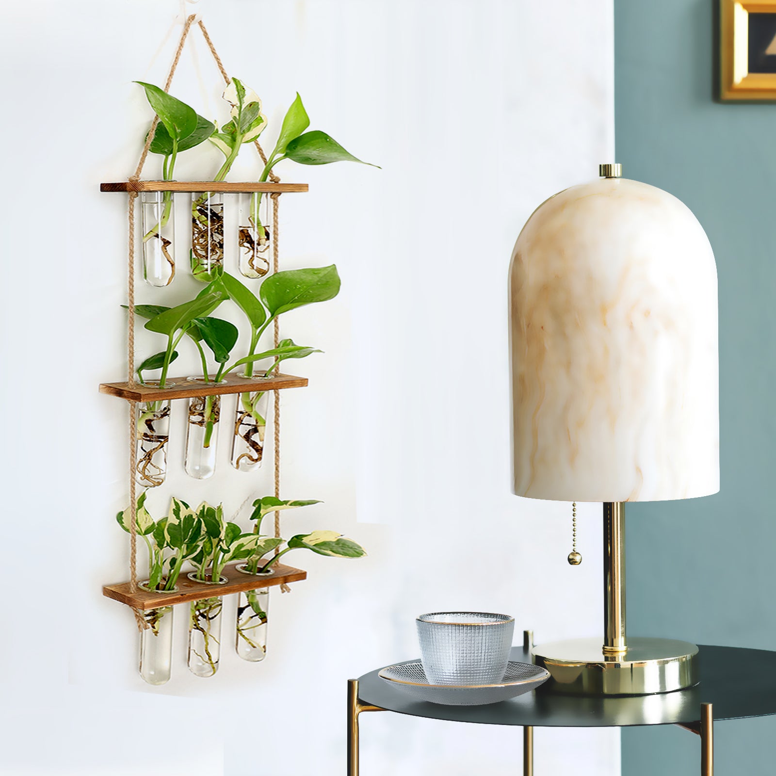 XXXFLOWER Wall Hanging Propagation Station  with 9  Tubes, Planter Terrarium  Size:27.9" x 7.9"