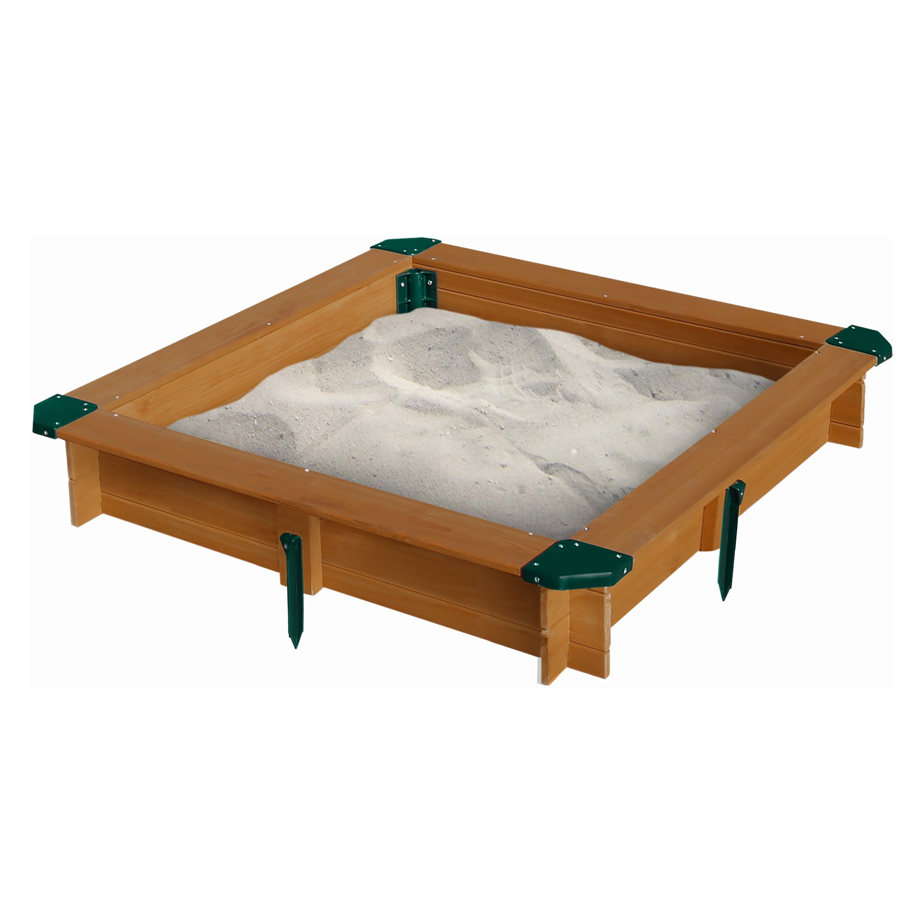 Gorilla Playsets 02-3019 Wooden Interlocking Sandbox with Umbrella and Cover - 45.5 in. W x 45.5 in. D x 8 in. H