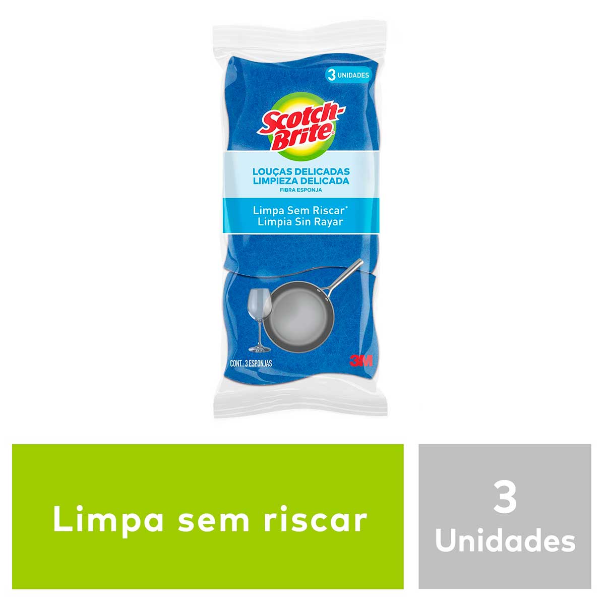 Esponja Nao Risca Azul Scotch Brite - 3 Unidades