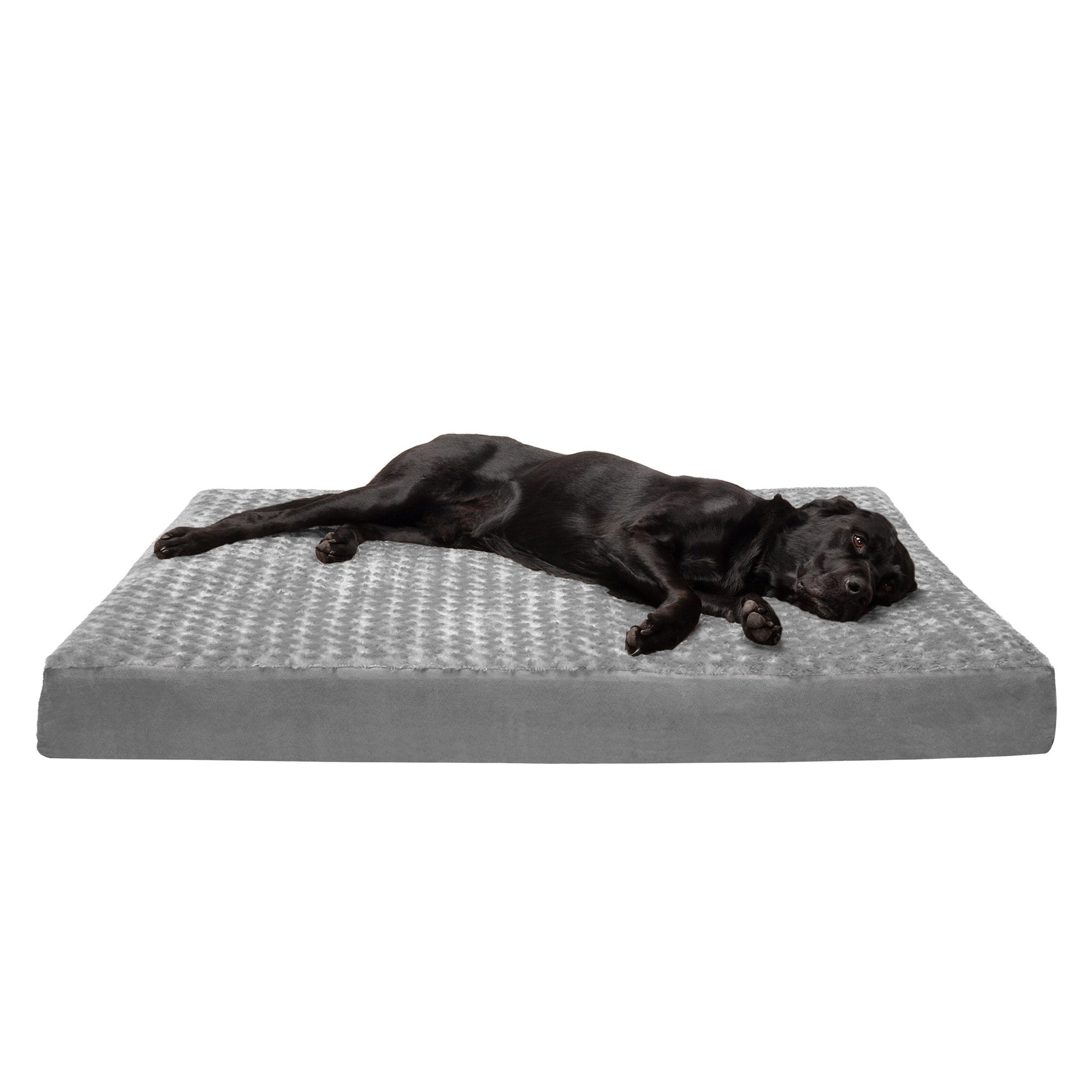 FurHaven | Deluxe Full Support Orthopedic Ultra Plush Mattress Pet Bed for Dogs and Cats， Gray， Jumbo Plus