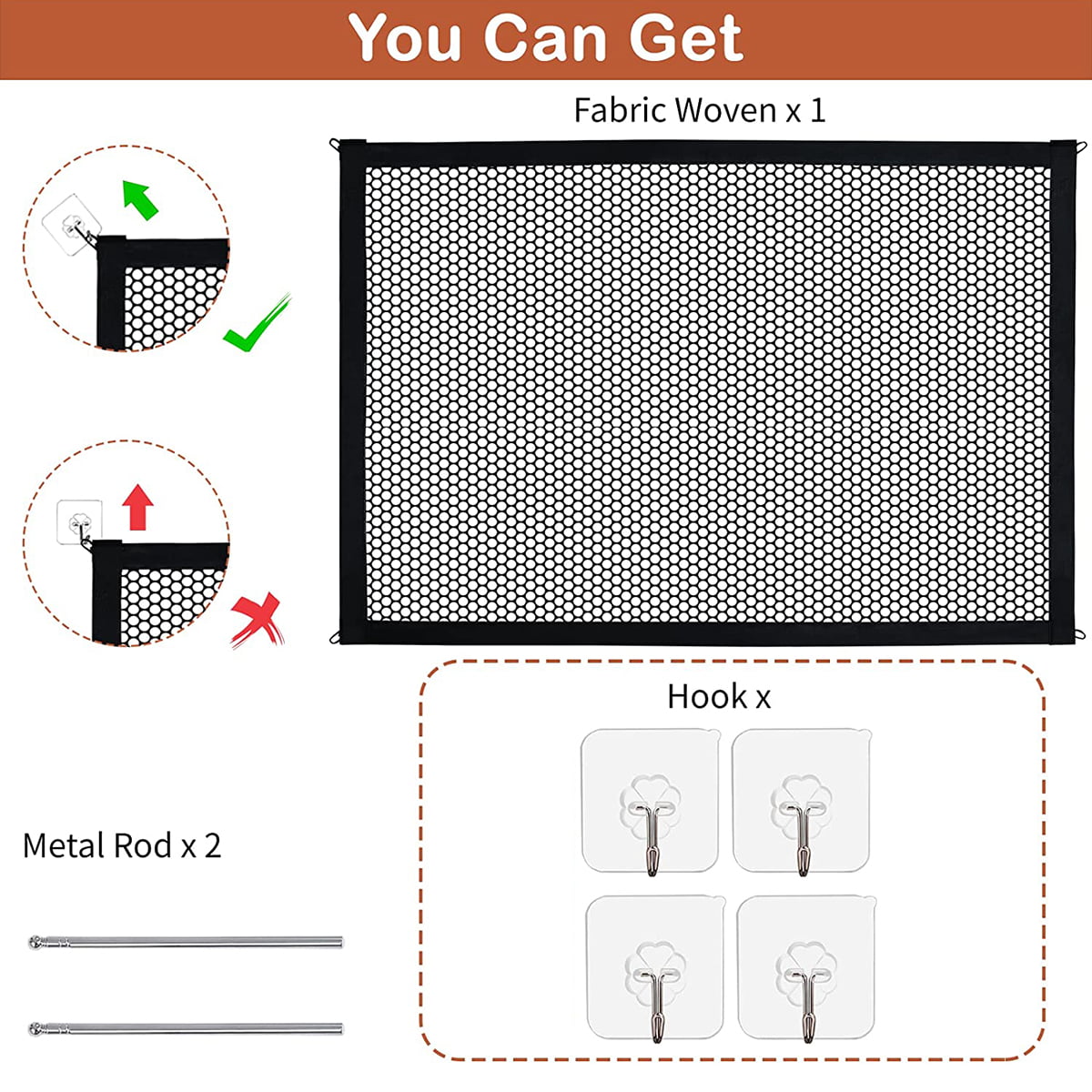 ZPL Dog Gate Pet Gate，43 Inch Portable Mesh Baby Safety Gate Guard Isolated For Indoor and Outdoor， Install Anywhere，Black
