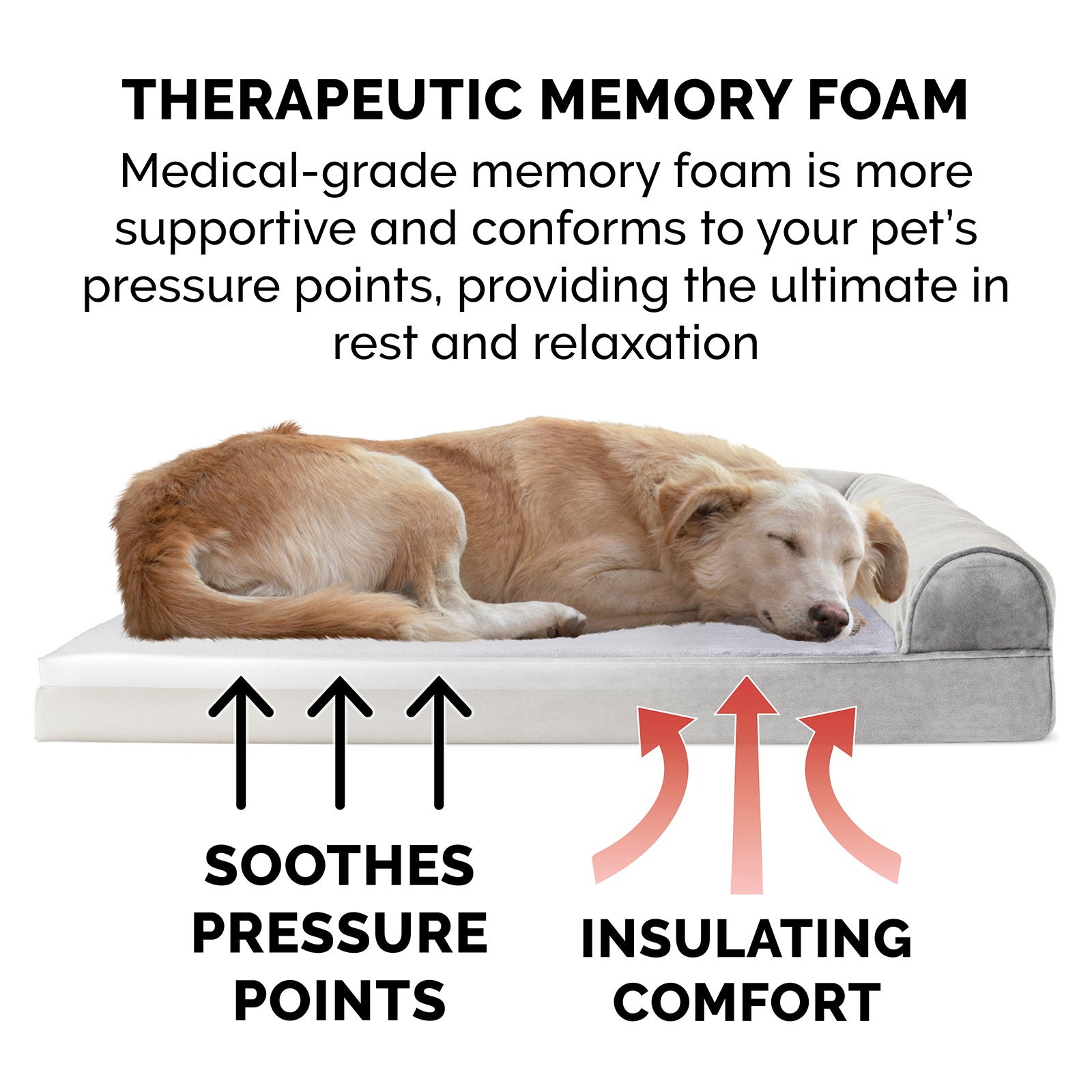 FurHaven Pet Products | Memory Foam Faux Fur and Velvet Sofa Pet Bed for Dogs and Cats - Smoke Gray， Medium