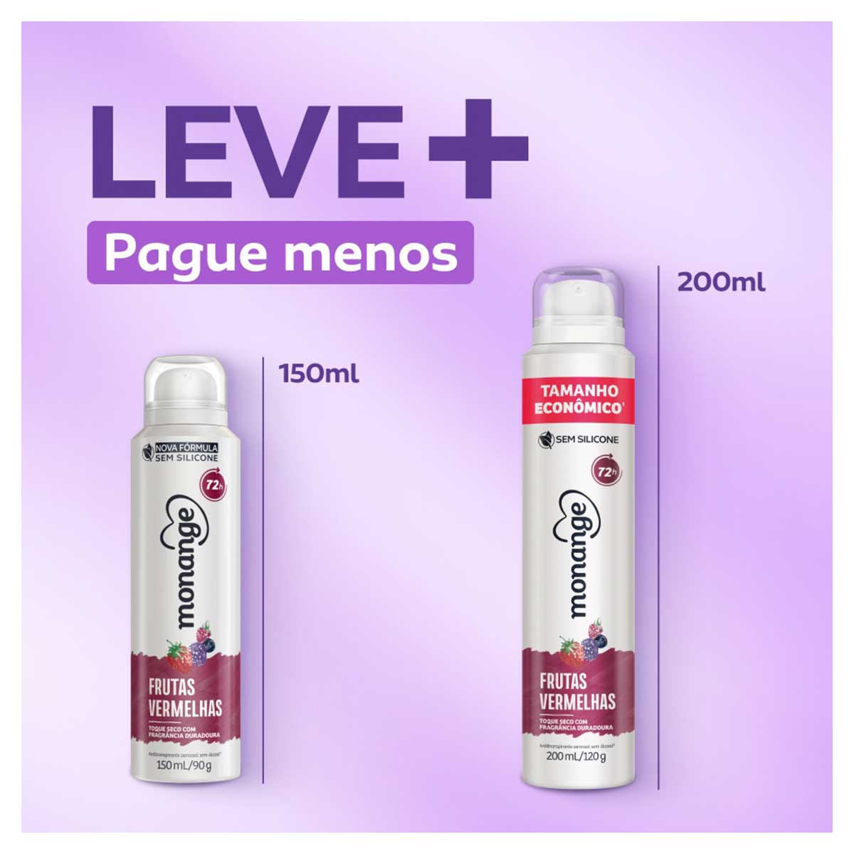 Antitranspirante Aerossol Frutas Vermelhas Monange 200ml Spray Tamanho Economico