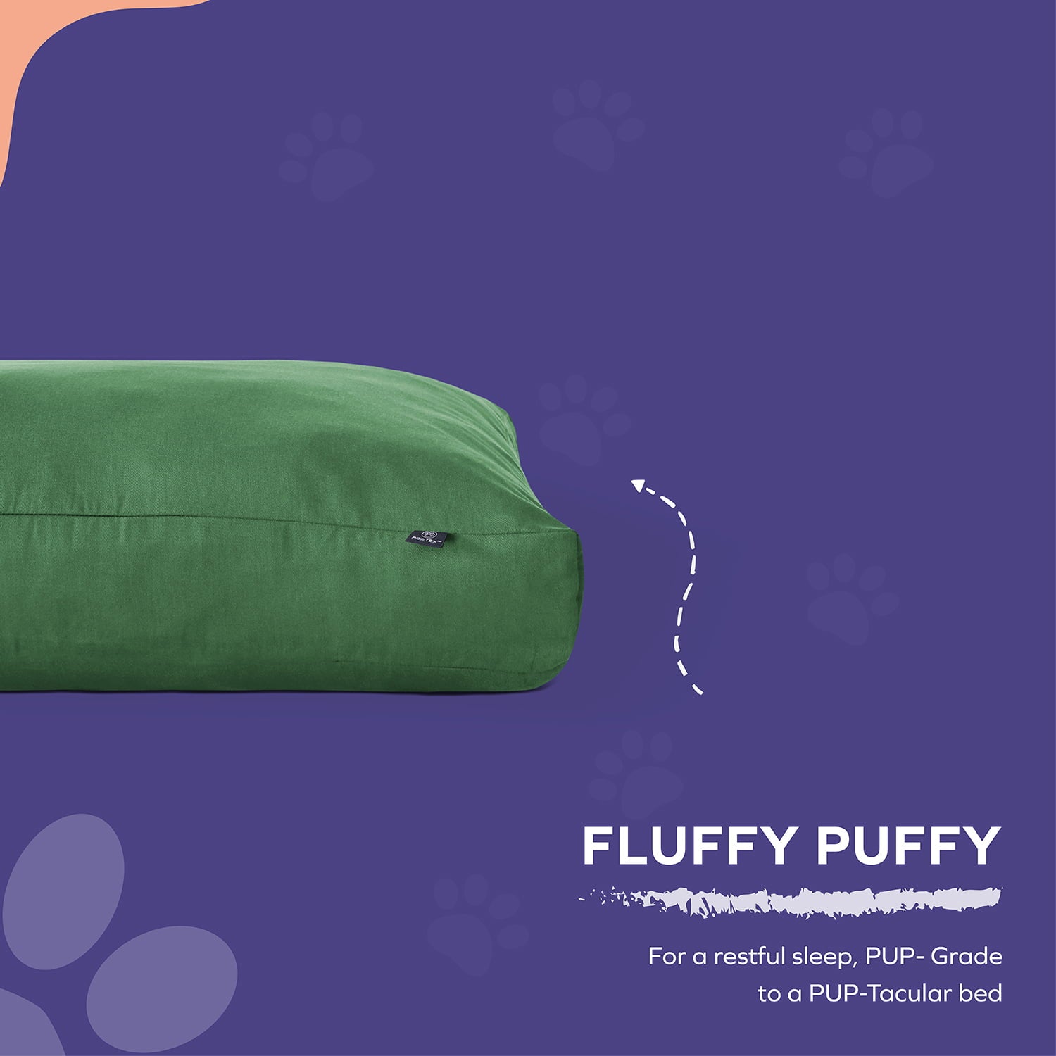 PawTex Olive Green Thick Rectangular Dog Bed Durable Pet Sleeping Cushion Dog and Cat Beds with Removable Washable Cover 27x36