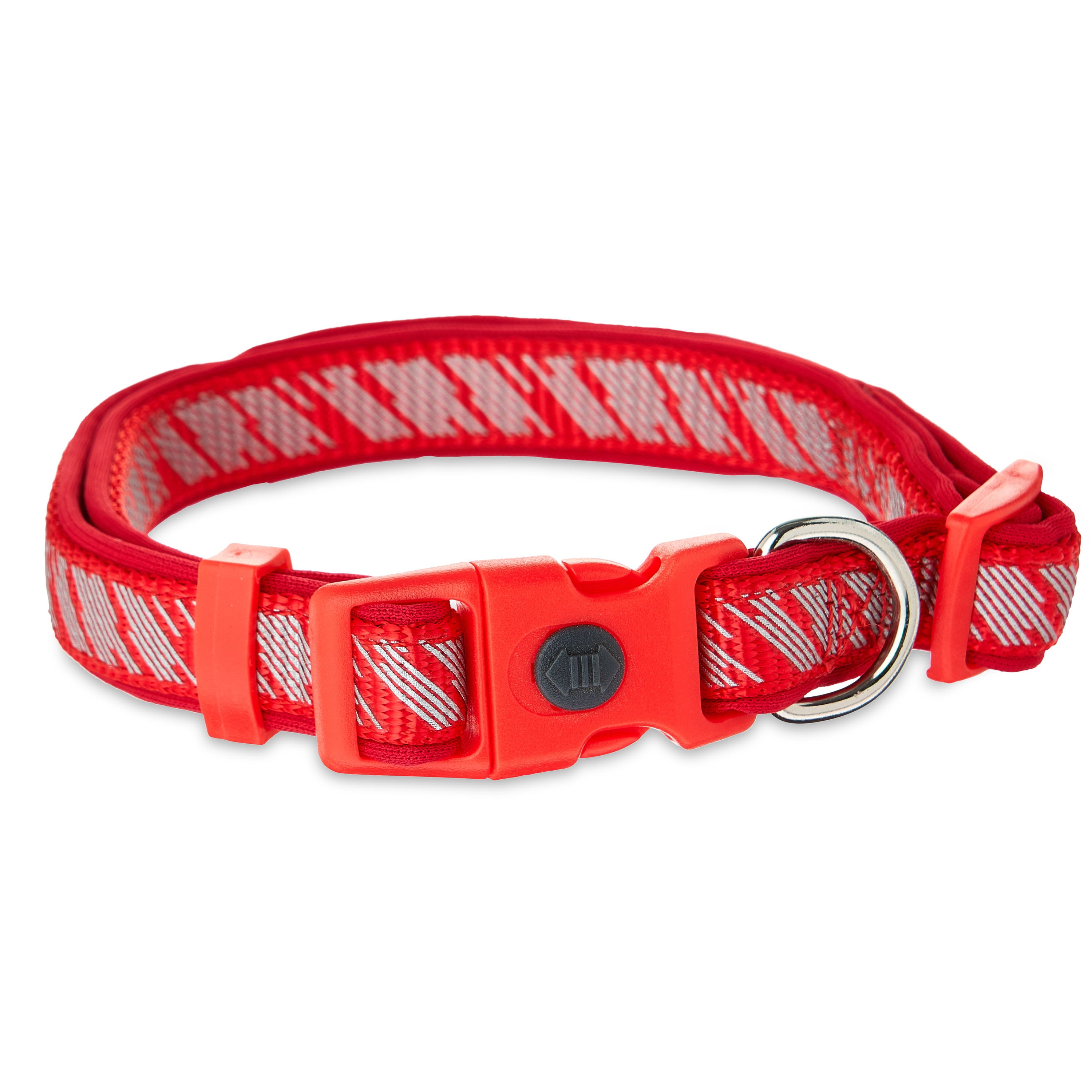 Vibrant Life Padded Reflective Dog Collar， Red， Medium