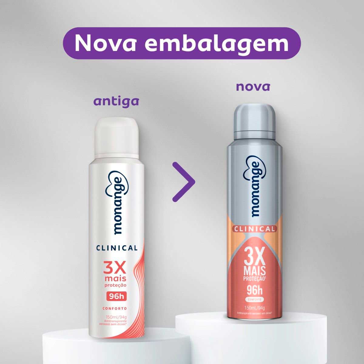 Desodorante Clinical Conforto Aerossol Antitranspirante Monange Feminino 150ml