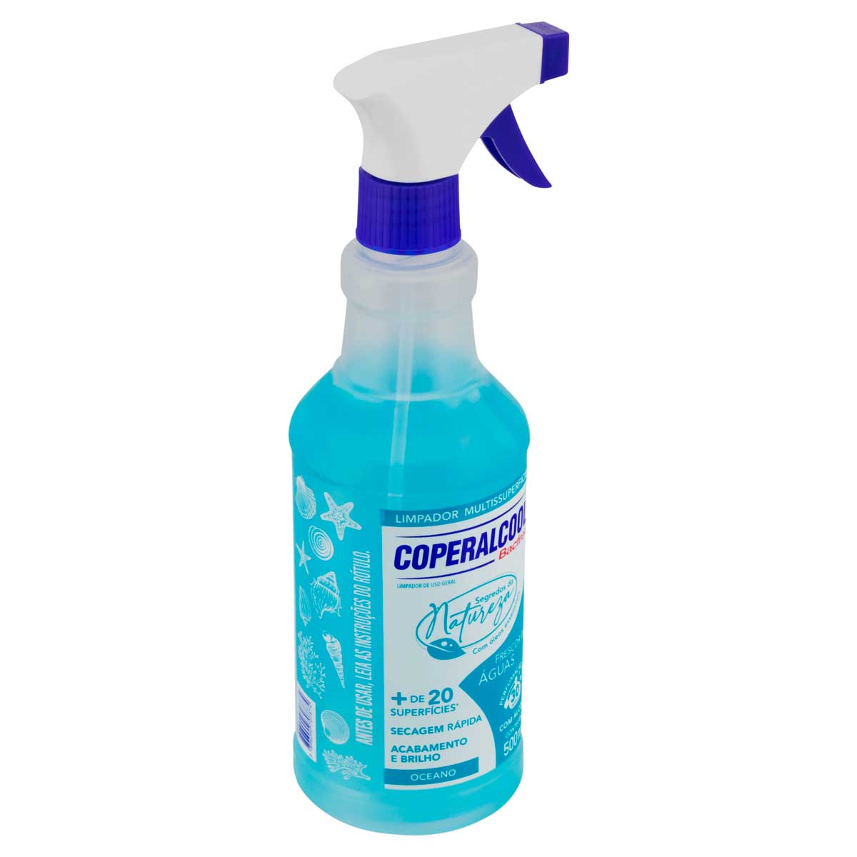 Limpador Liquido com Alcool Frescor das Aguas Coperalcool Bacfree Segredos da Natureza 500ml Borrifador