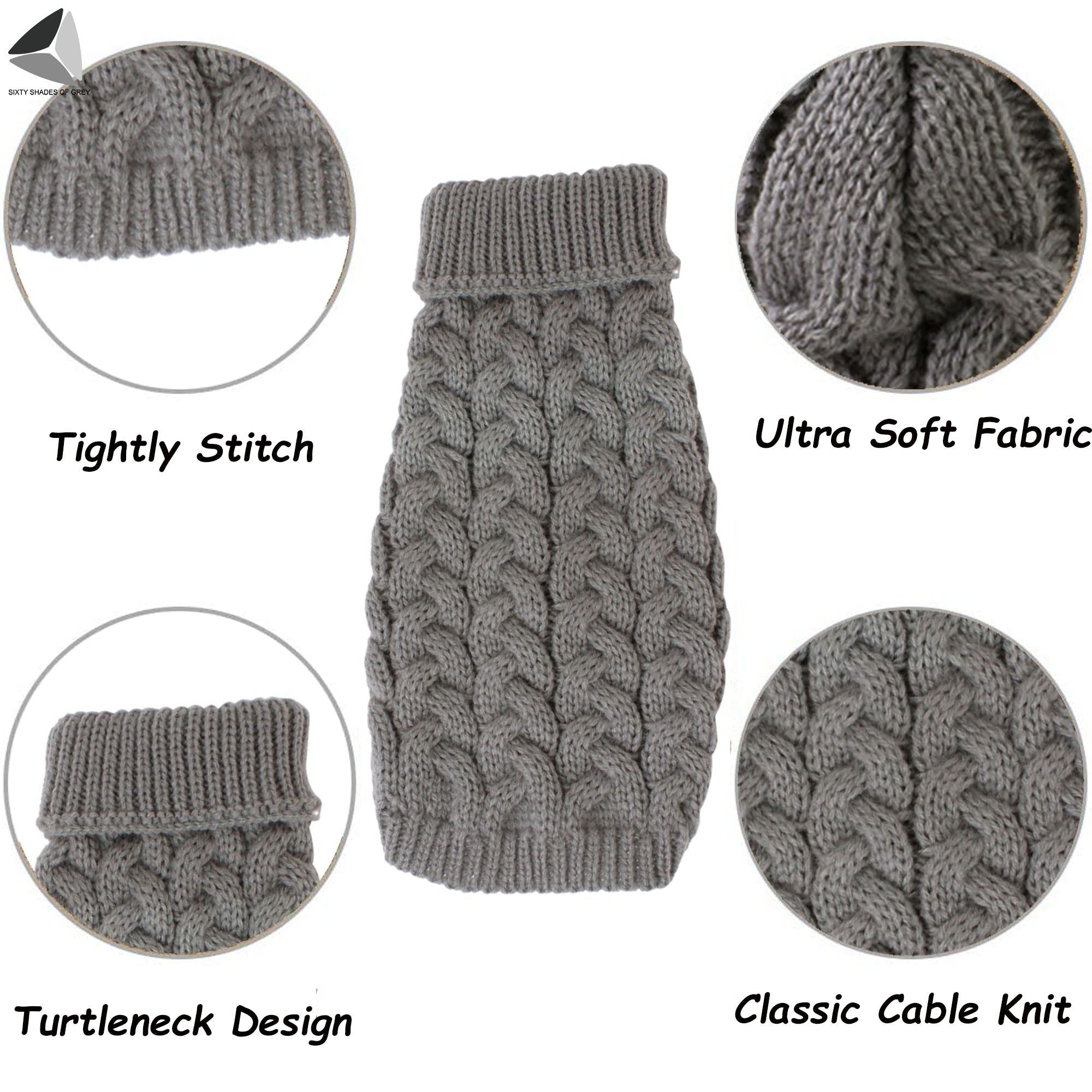 Sixtyshades Knit Dog Sweaters Winter Warm Pet Clothes Puppy Costume Apparel for Small Dogs Cats (L， Gray)