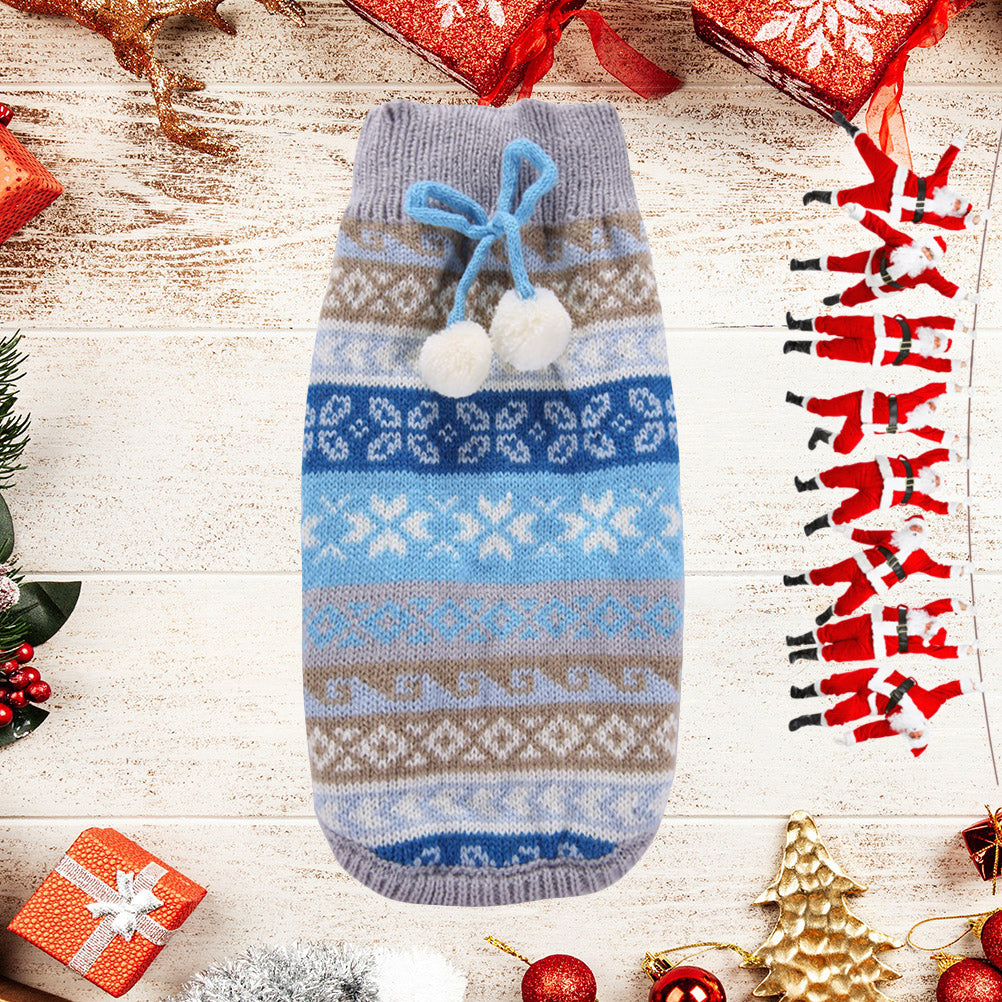 Hemoton Snowflake Pattern Sweater Christmas Pet Hoodies Pet Dog Clothes Sleeveless Dog Garment Pet Winter Clothing Size XXS Blue