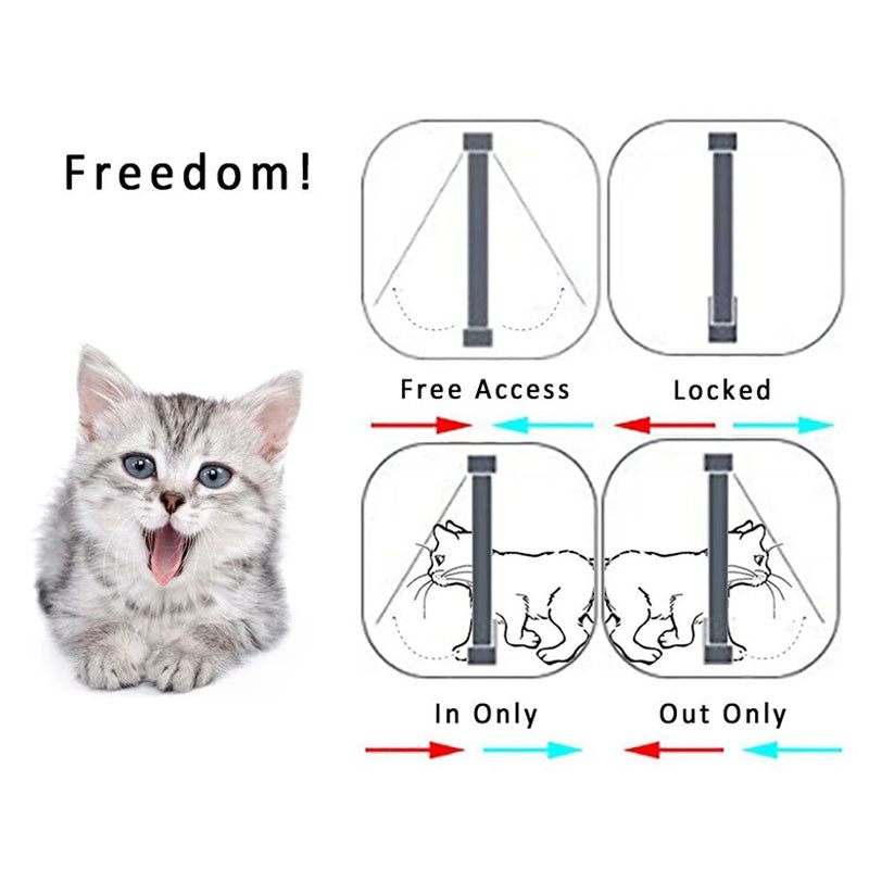 3 Size 4 Way Pet Cat Flap Door Cat Puppy Dog Supplies Lock Lockable Safe Flap Door Gate for Dog Cats Kitten