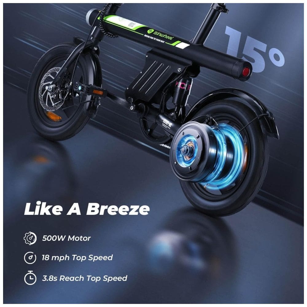 Mini Bicicleta Elétrica U1 isinwheel 500W | Velocidade Máx. 32 km/h | Autonomia até 40 km | Dobrável, Leve e Inteligente, Preta
