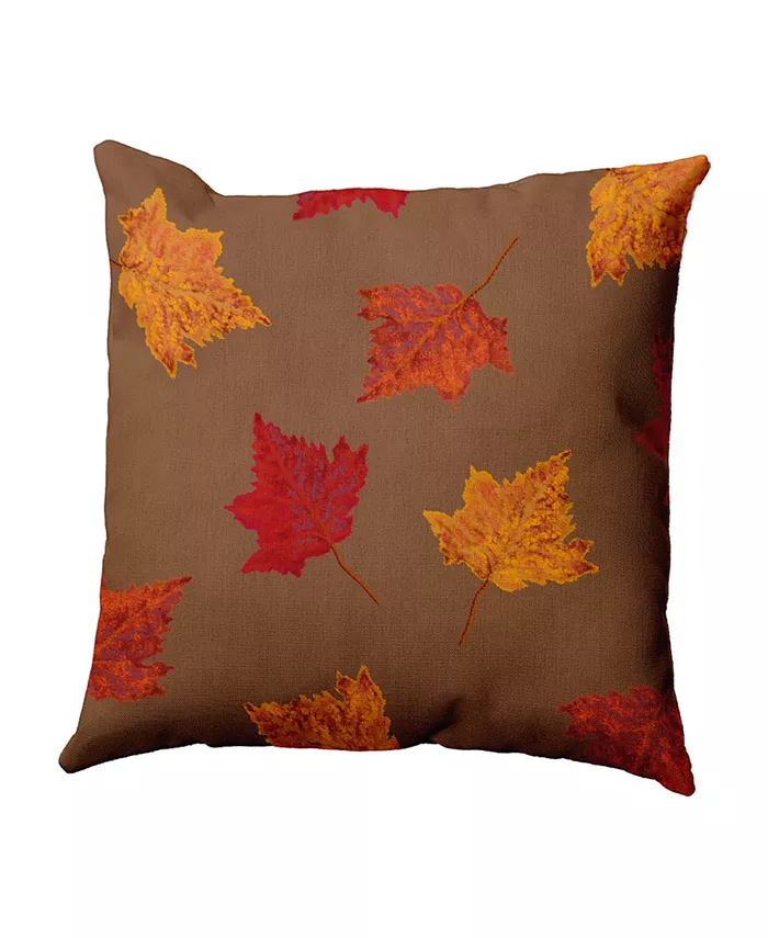 E by Design 16 Inch Brown Decorative Floral Throw Pillow