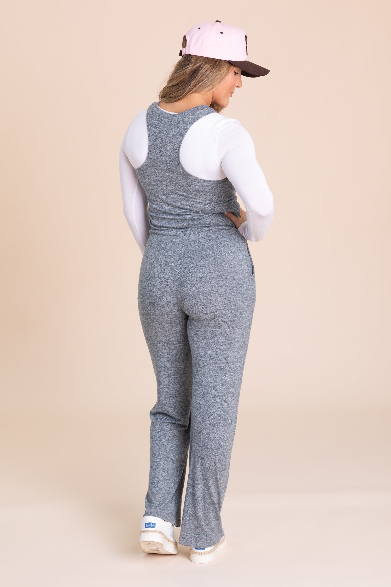 Grey Brushed Lounge Racerback Jumpsuit