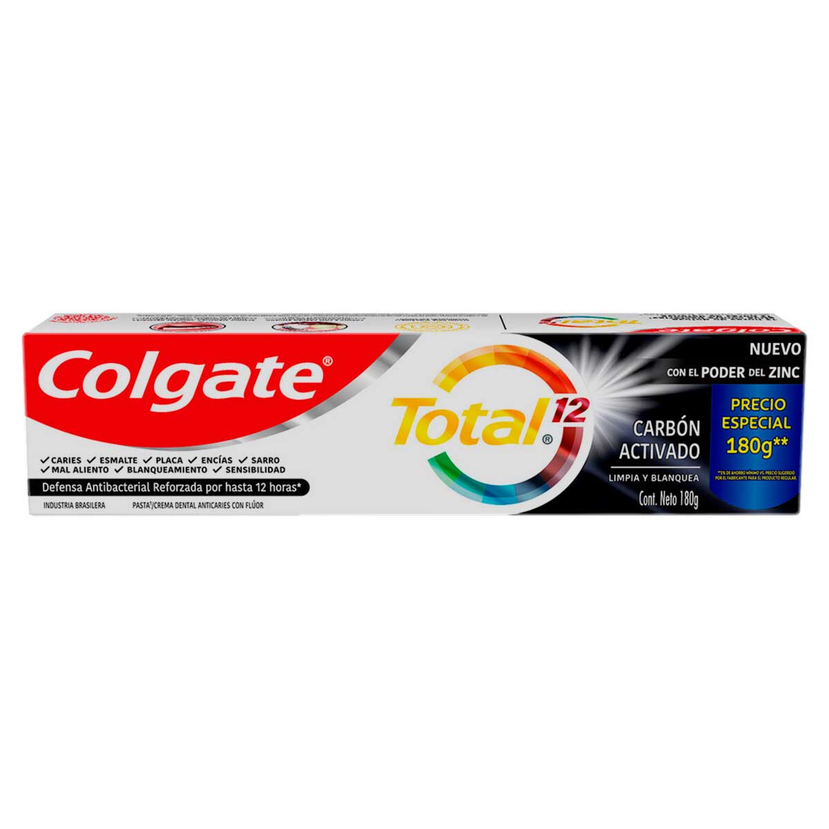 Creme Dental Colgate Total 12 com Carvao Ativado 180g