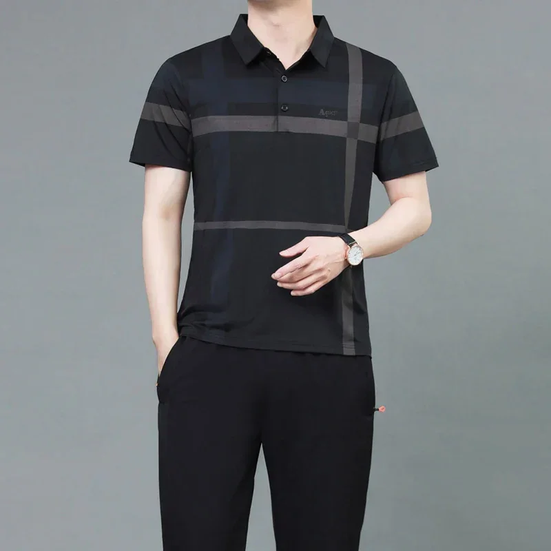 Polo Monaco™ em Fibra de Bambu com Textura Ultramacia / Padrão Xadrez Geométrico de Alta Costura!