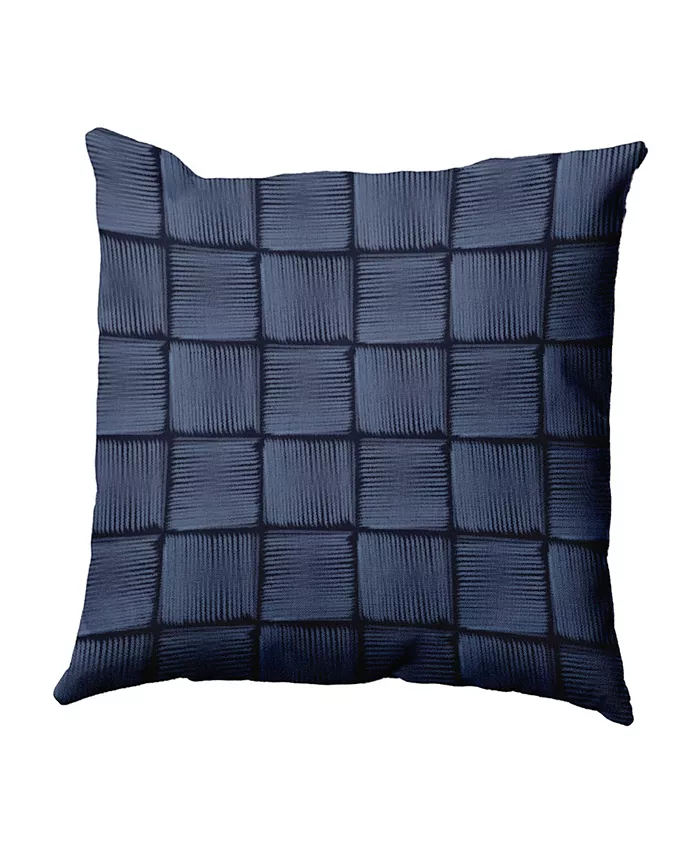 E by Design 16 Inch Navy Blue and Light Blue Decorative Squares Throw Pillow