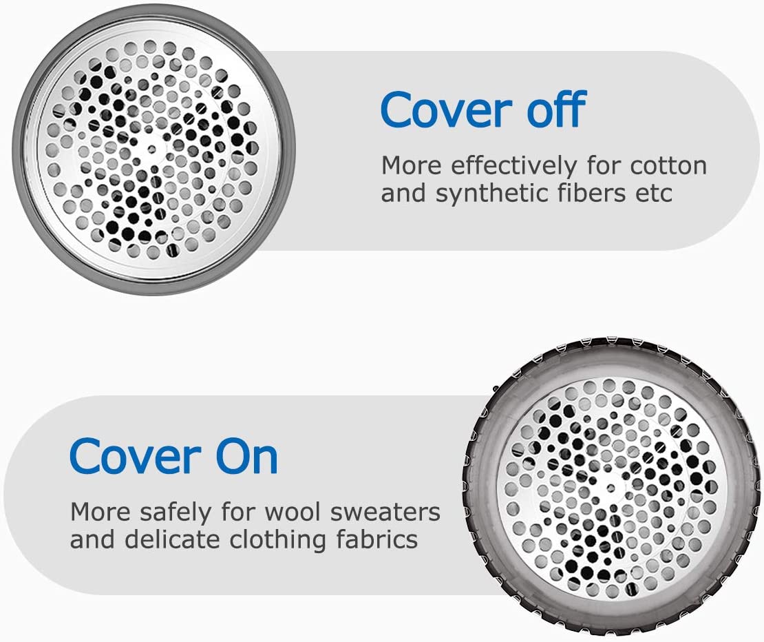 Fabric Shaver and Lint Remover， Sweater Defuzzer with 2-Speeds， 2 Replaceable Stainless Steel Blades， Battery Operated， Remove Clothes Fuzz， Lint Balls， Pills， Bobbles