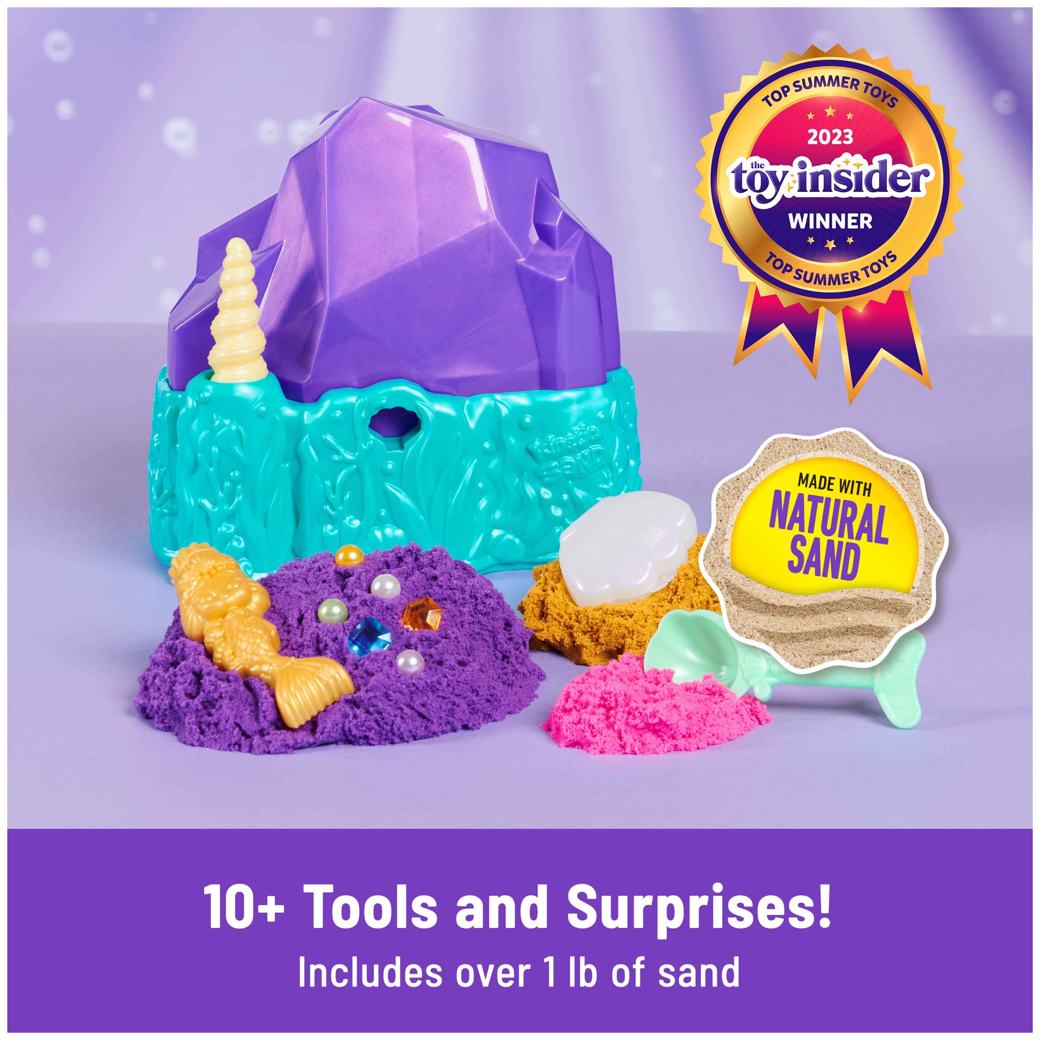 Kinetic Sand, Mermaid Crystal Playset, with Tools and Storage
