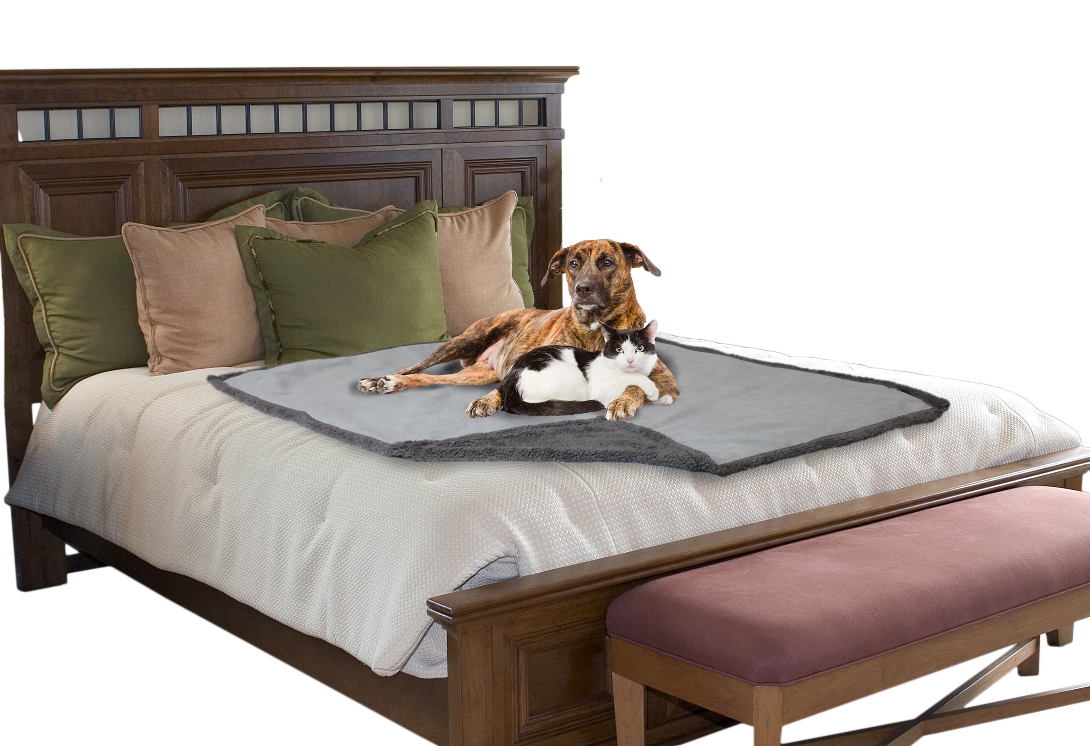 Pawsse Waterproof Pet Snuggle Blanket， Dog Puppy Cat Fleece Sherpa Throws Cushion Mat for Car Seat Furniture Protector Cover Medium 50