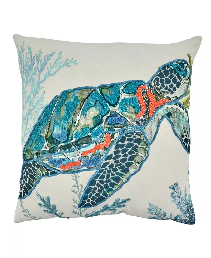 Saro Lifestyle Sea Turtle Decorative Pillow， 20