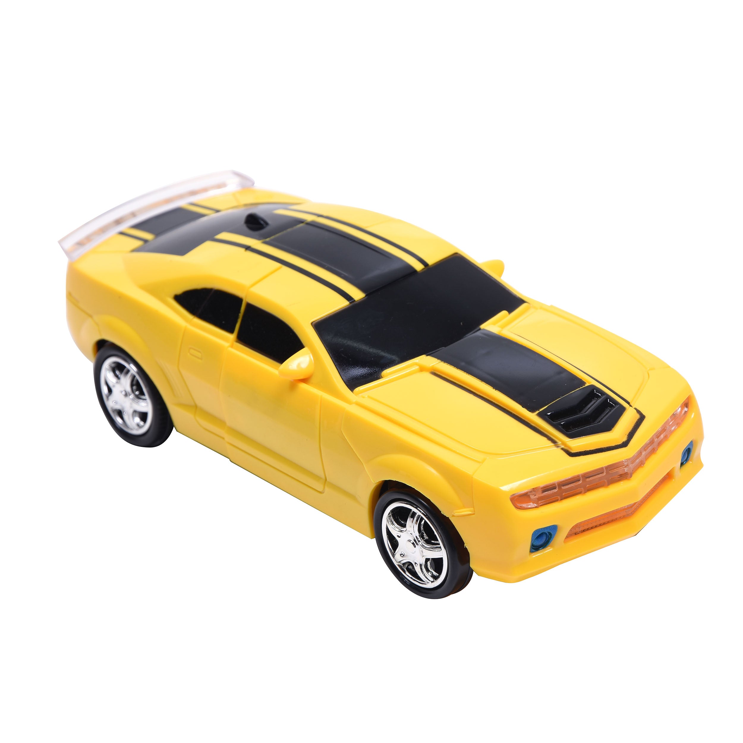WonderPlay Battery Bumble Bee Transformer Style Car With Lights and Sounds - Yellow