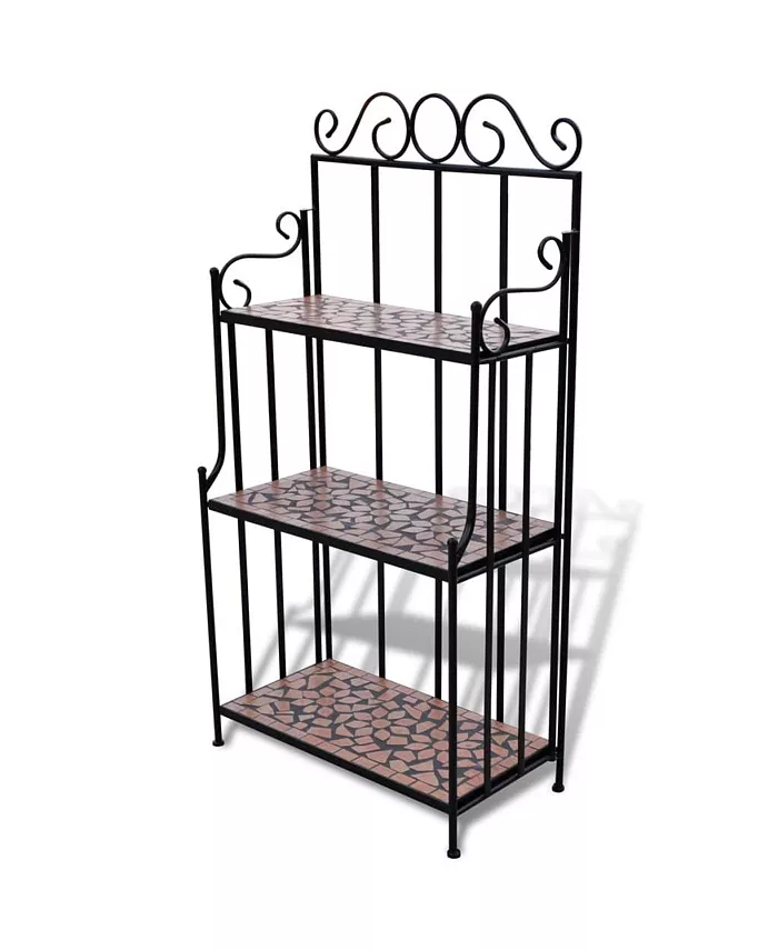 vidaXL Plant Stand Display Terracotta Color Mosaic Pattern