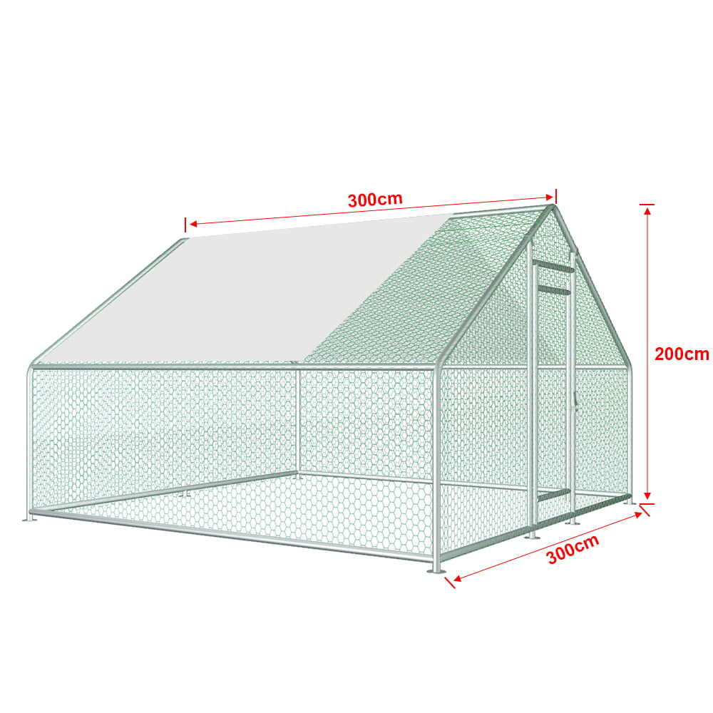 Large Metal Chicken Coop Walk in Hen Run Farm Cage 10ft*10ft