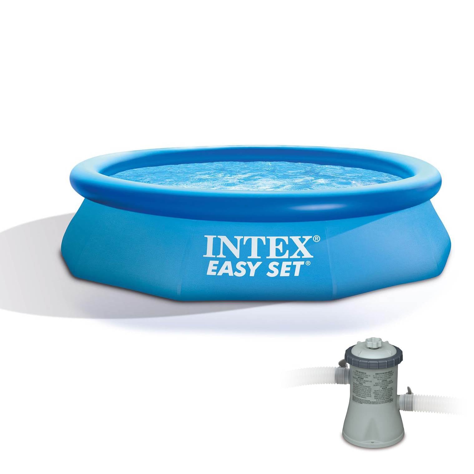 Intex 10ft x 30in Easy Set Above Ground Inflatable Family Swimming Pool and Pump