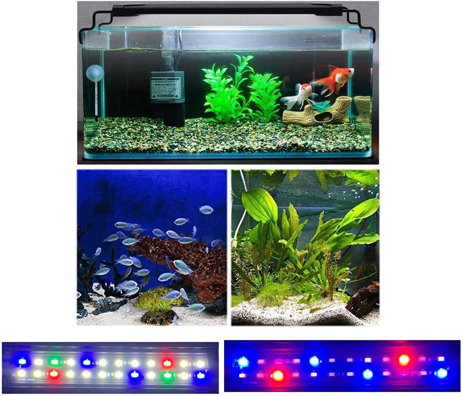 Zeiger Full Spectrum Tank Light 42 - 52 inch LED Aquarium Lighting Dimming Timing Control Hood Lamp for Freshwater Marine Plant Decorations Light 50 65 75 Gallon