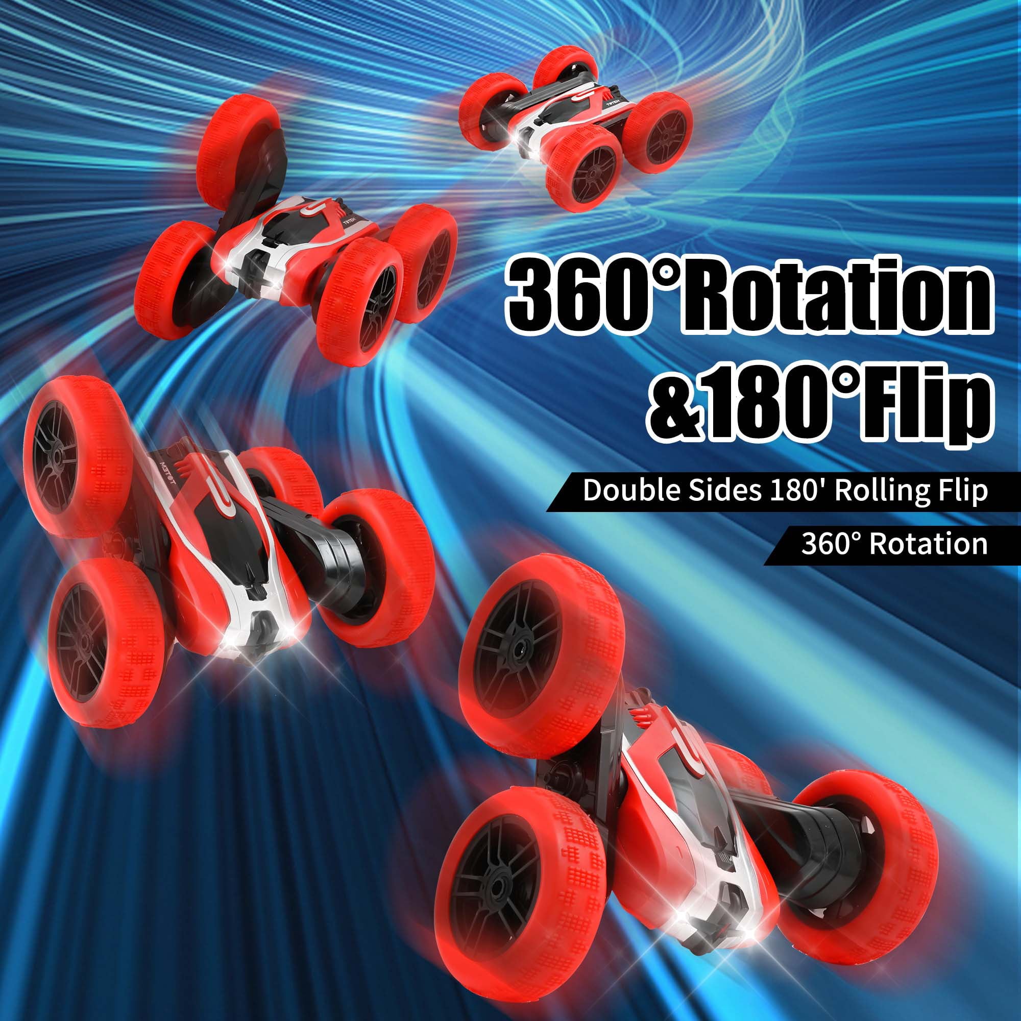 Remote Control Car， 2 IN 1 RC Stunt Cars Toy， 4WD  Rechargeable Double Sided 360° Rotating RC Car for Kids