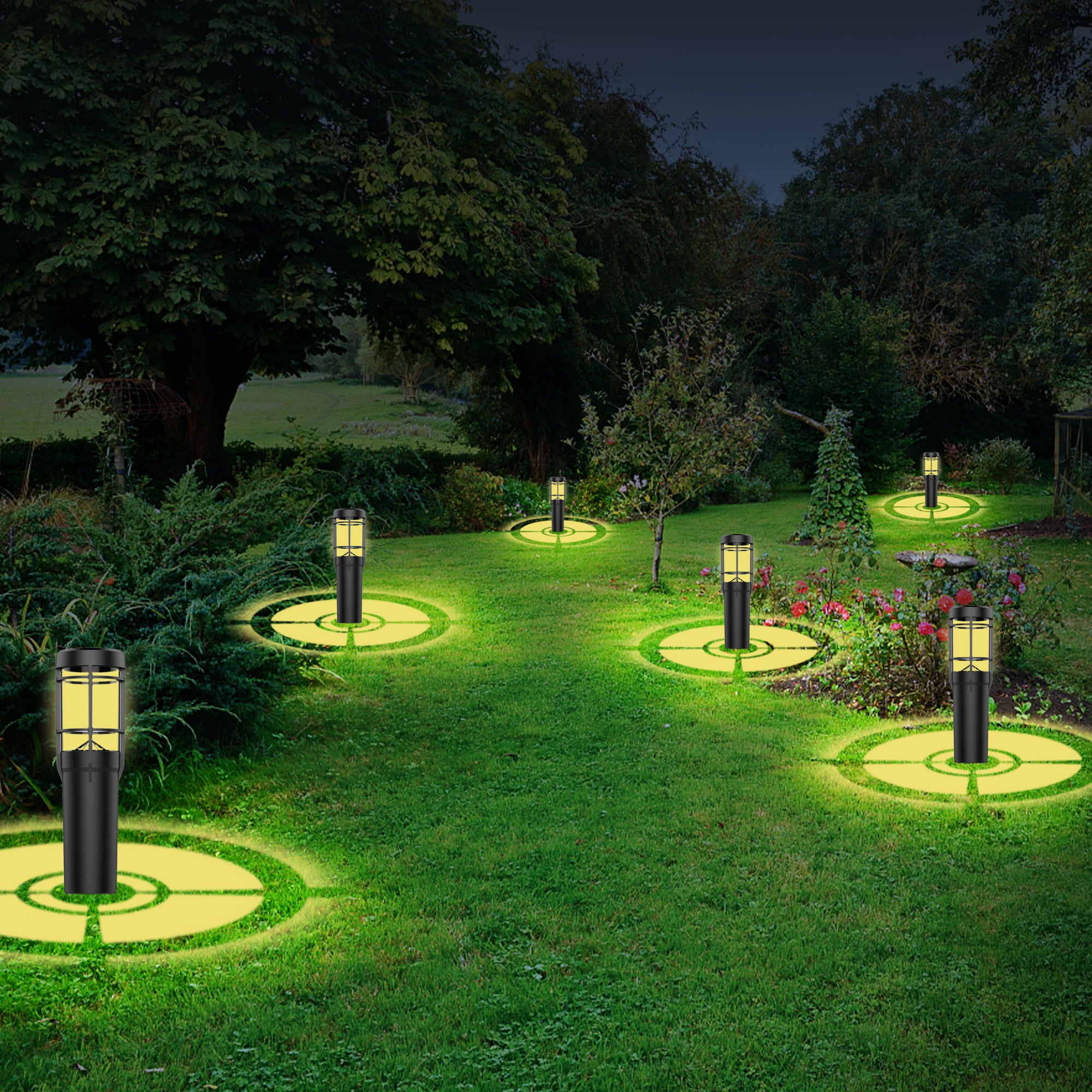 Super Bright Solar Lights Outdoor Waterproof - 6 Pack Dusk to Dawn Solar Powered Garden Lights LED Landscape Lighting Decor for Walkway Pathway Patio Yard