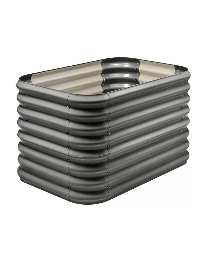Stratco Corrugated Metal Double Height Raised Garden Bed， Slate