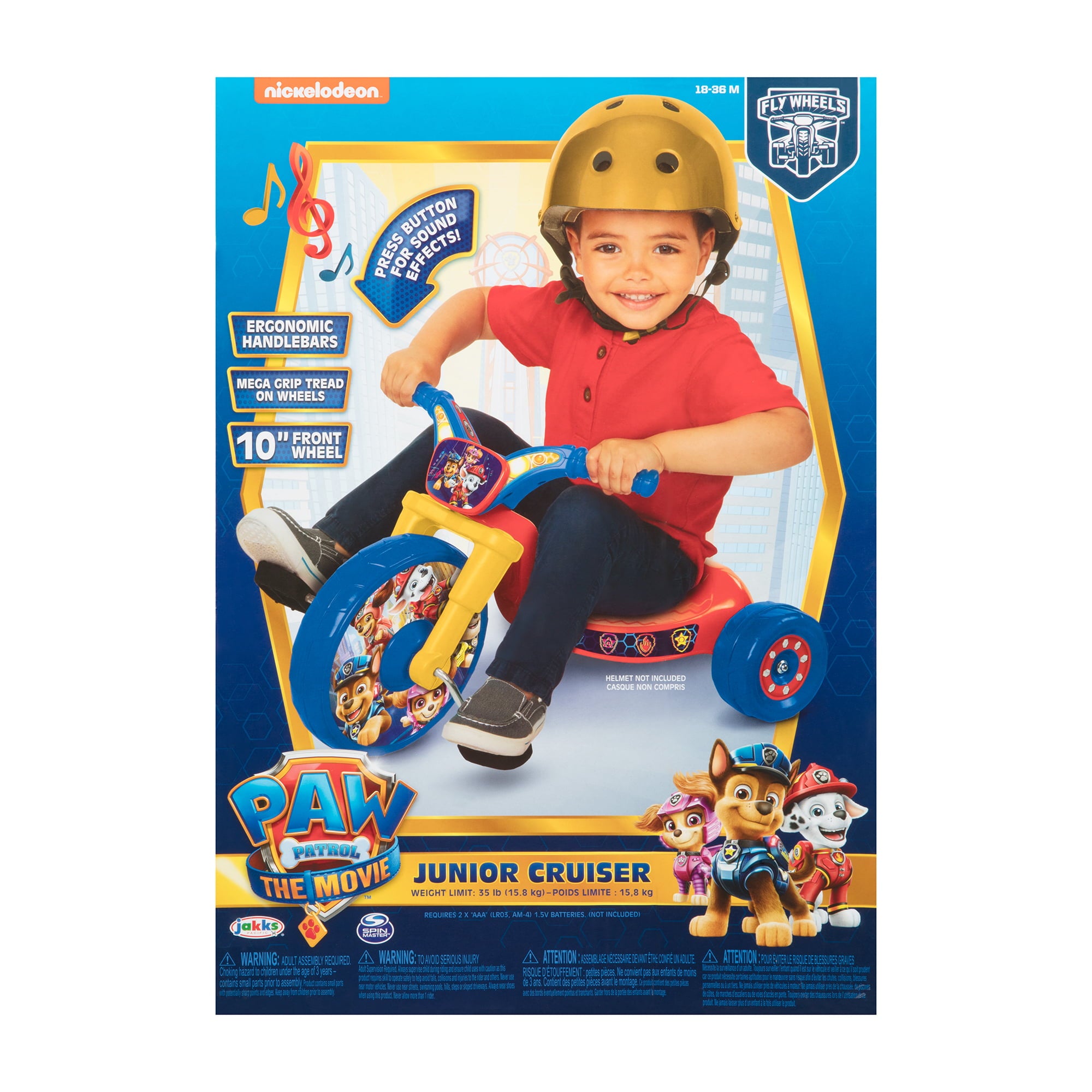 Paw Patrol 10 inch Blue Fly Wheel Junior Tricycle with Sounds