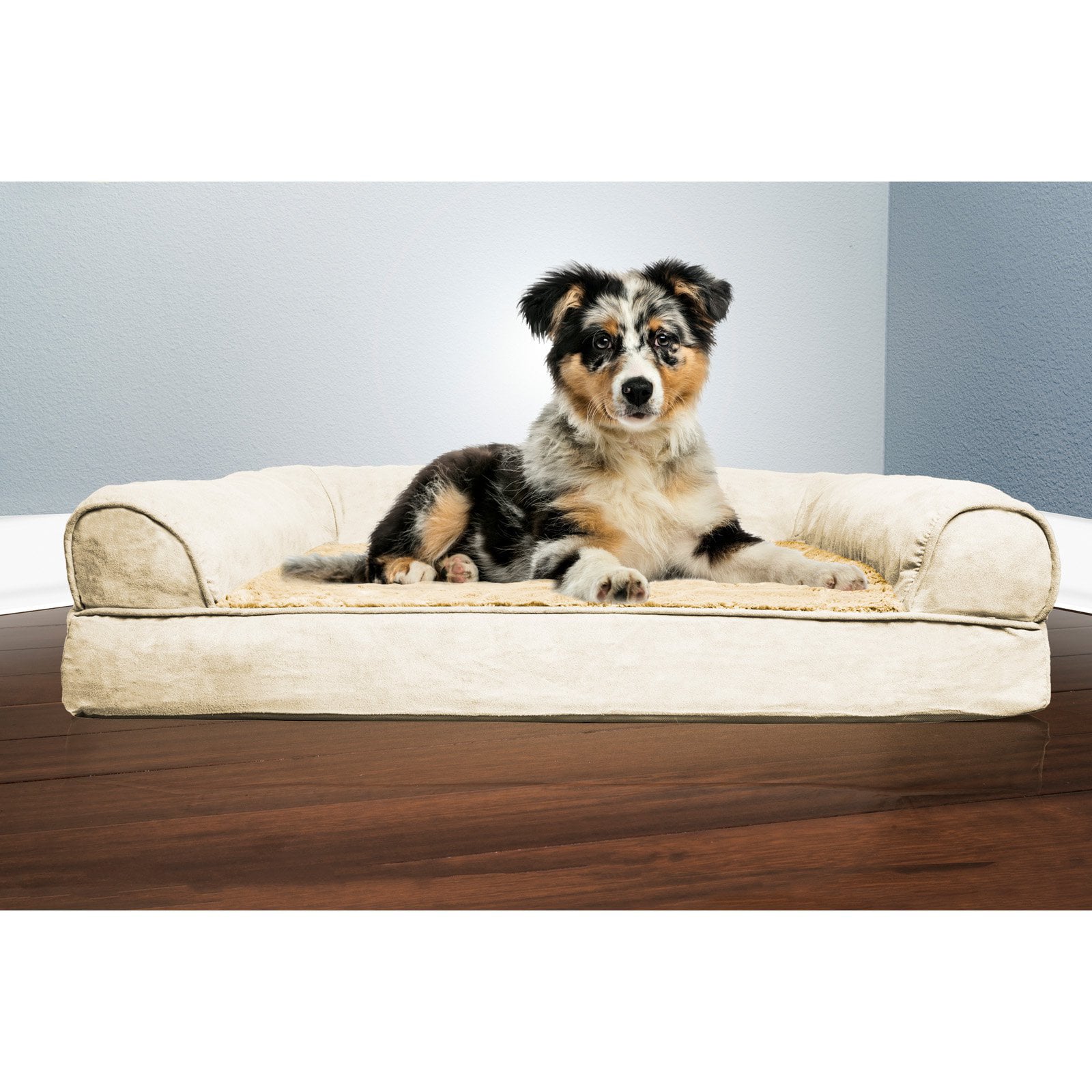 FurHaven | Orthopedic Ultra Plush Sofa Pet Bed for Dogs and Cats， Espresso， Large