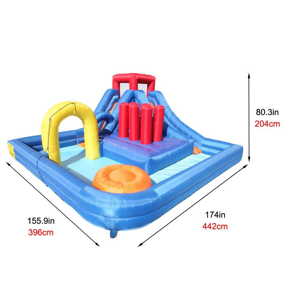 Topcobe Inflatable Bounce House， Kids Water Slide Bouncer Castle with River Race Area， Climbing Wall， Water Cannon， And Hose