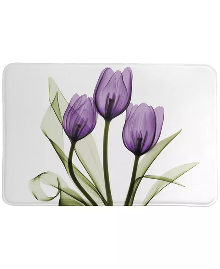 Laural Home Purple Tulip Memory Foam Rug