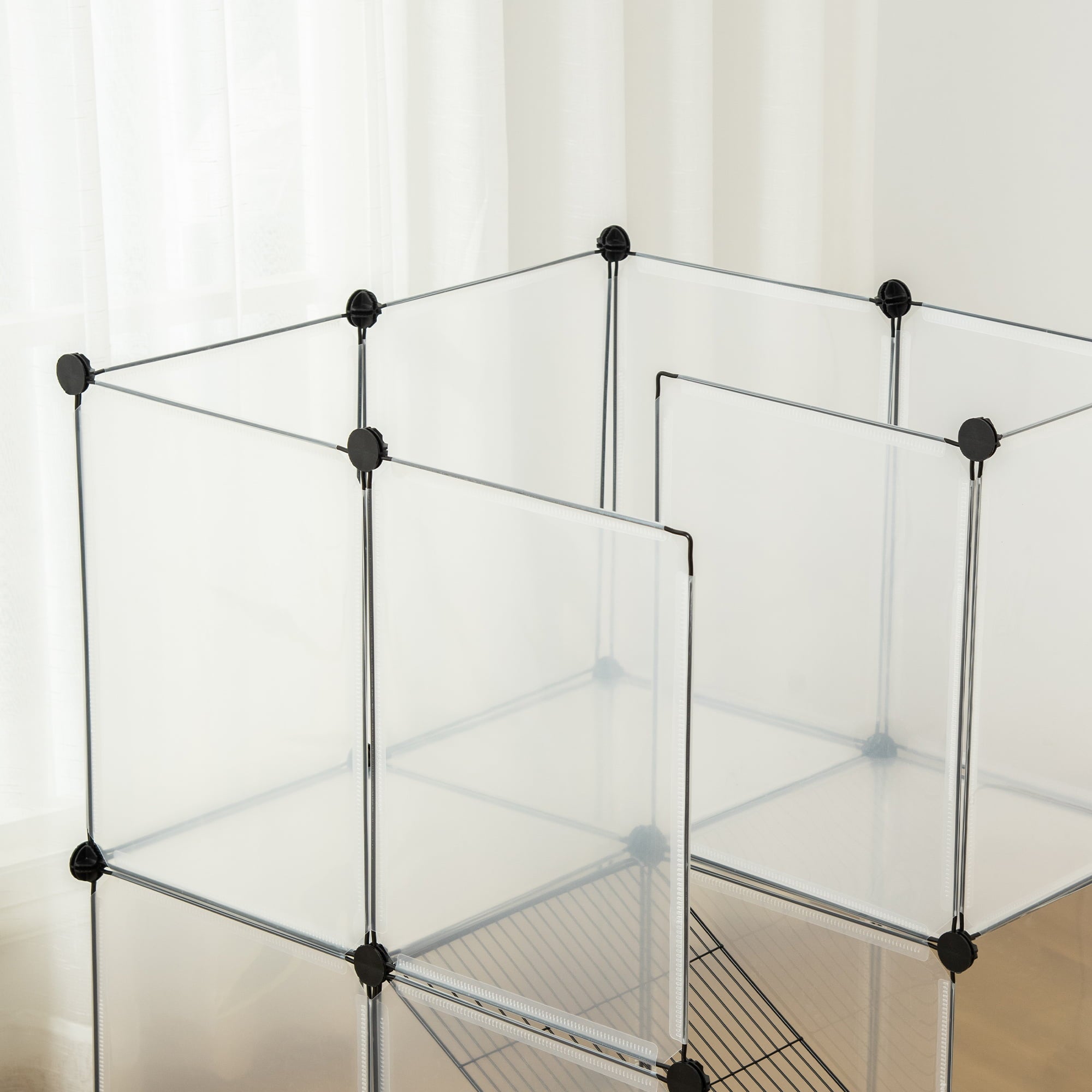 PawHut Portable Plastic Yard Fence Tent Pet Playpen， DIY Small Animal Cage