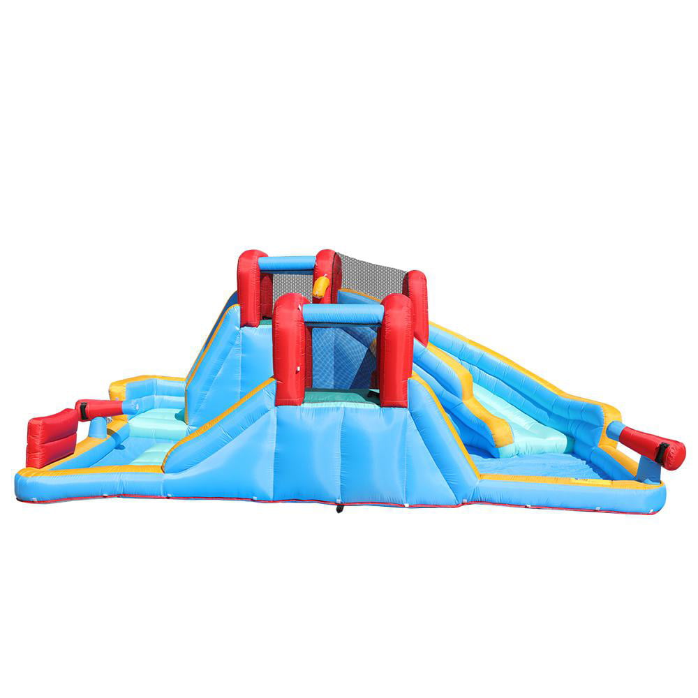 FBSPORT Inflatable Jumper Bounce House Plus Heavy Duty Blower，Slide Bouncer with 750W Air Blower， Jumping Bouncy Castle with Slide Indoor Outdoor for Kids
