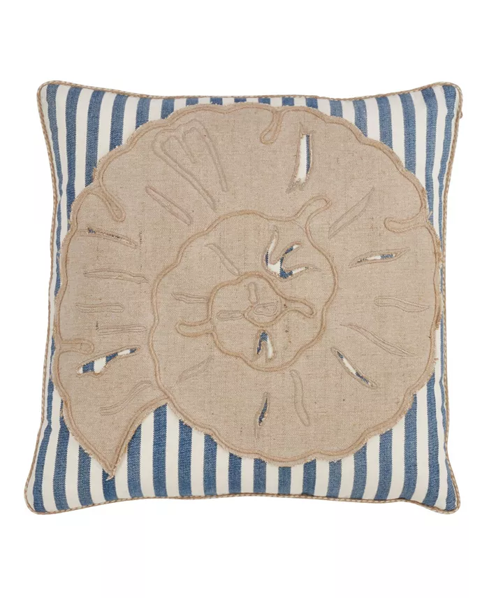 Saro Lifestyle Sea Shell Striped Decorative Pillow， 18
