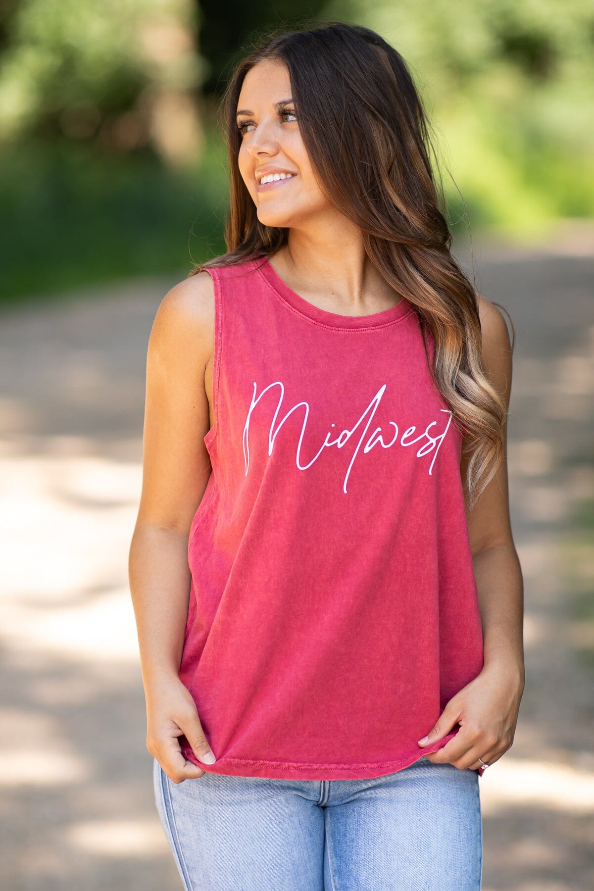 Wine Washed Midwest Graphic Tank