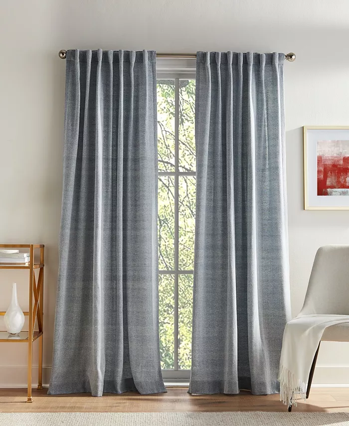 Tommy Hilfiger Herringbone Back Tab Dusty 2-Piece Curtain Panel， 50