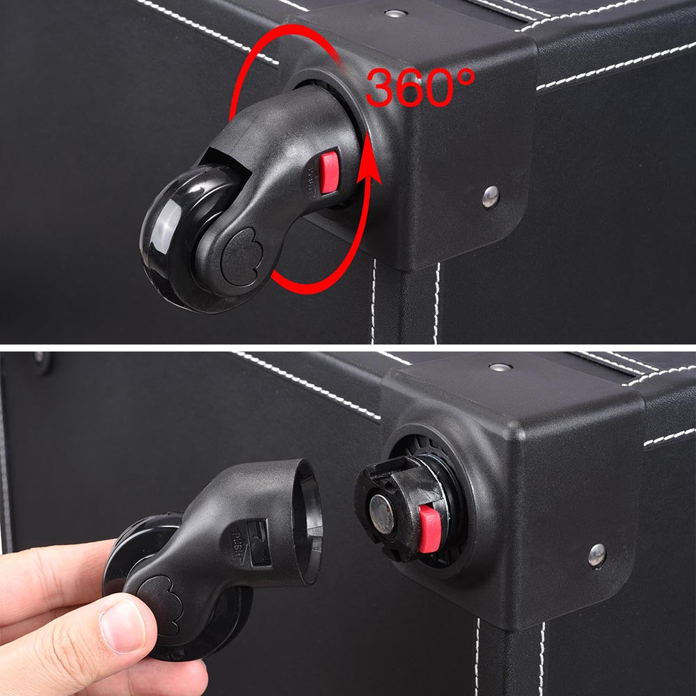 Byootique Rolling Makeup Lockable Train Case w/ 4-Wheel Mirror Black