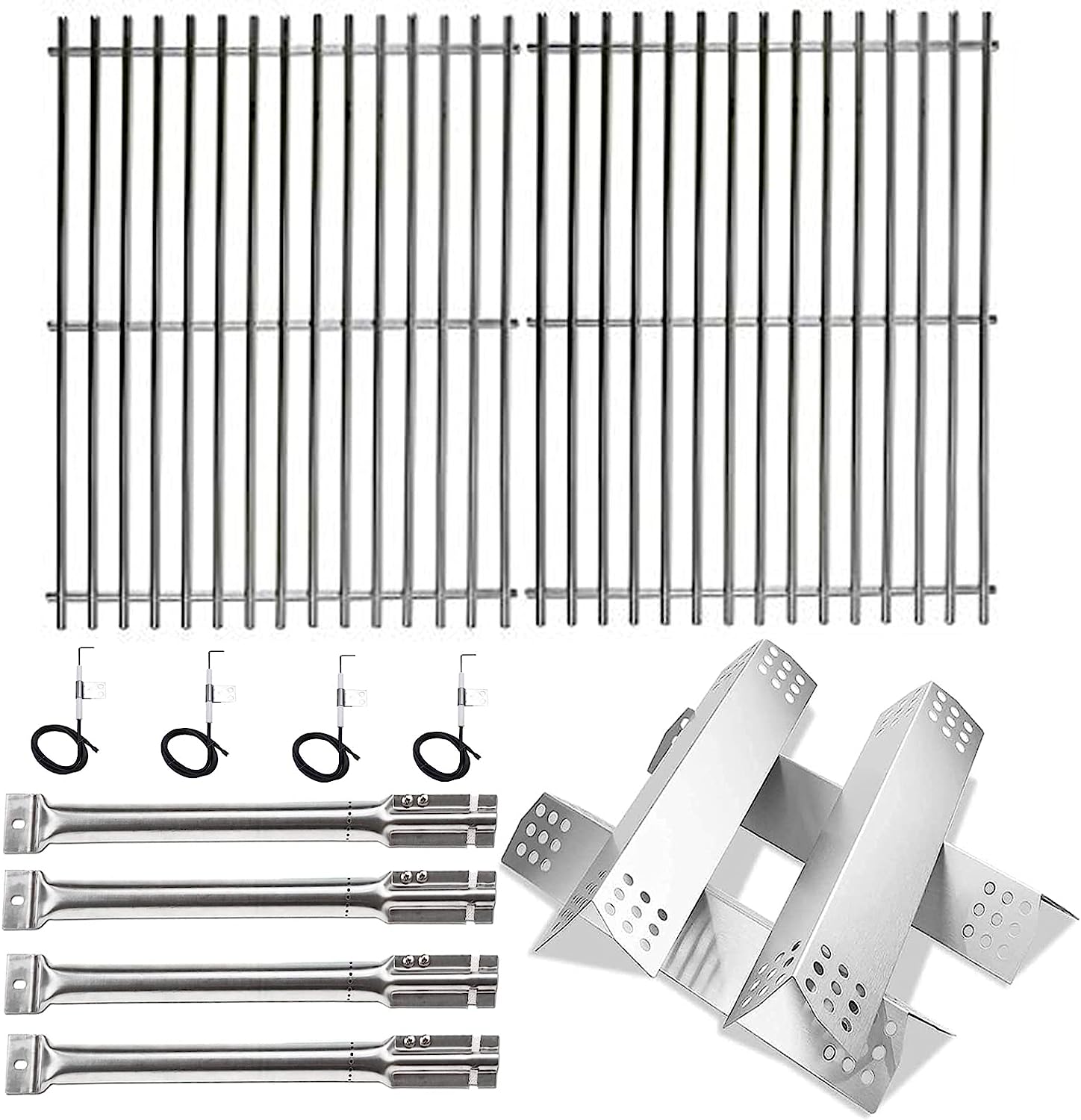 Repair Kit for Master Forge 1010037, 1010048 4 Burner Gas Grills, Grates, Burners, Heat Plates Set
