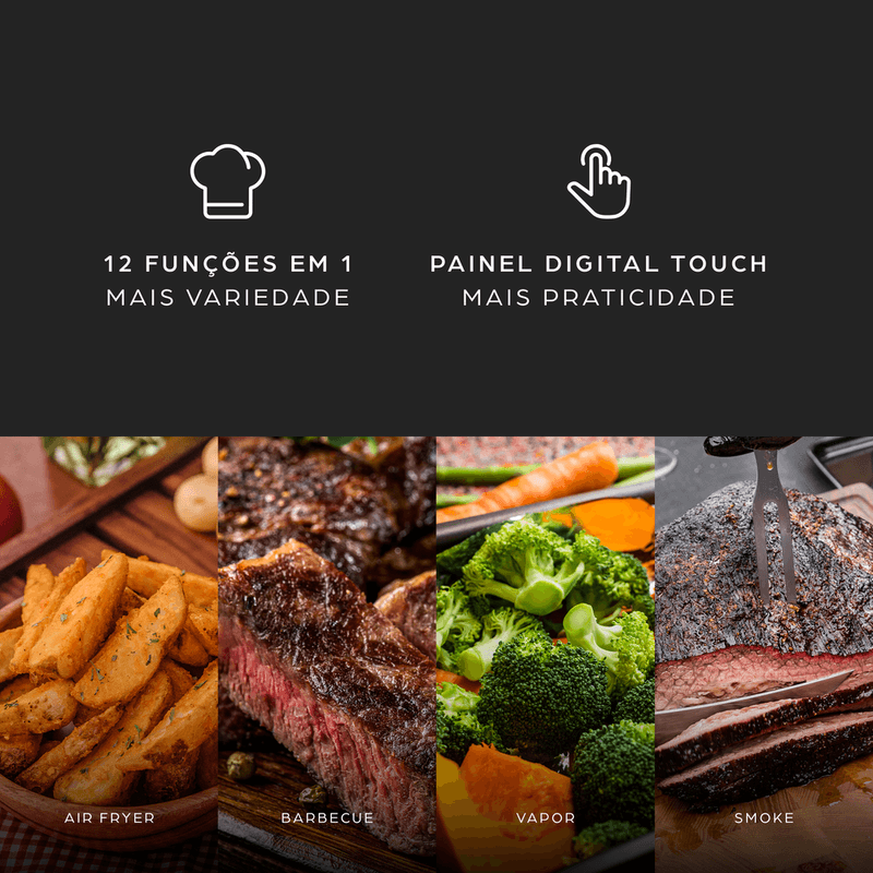 Fritadeira Elétrica Air Fry WAP Barbecue WC AB1090 Smoker