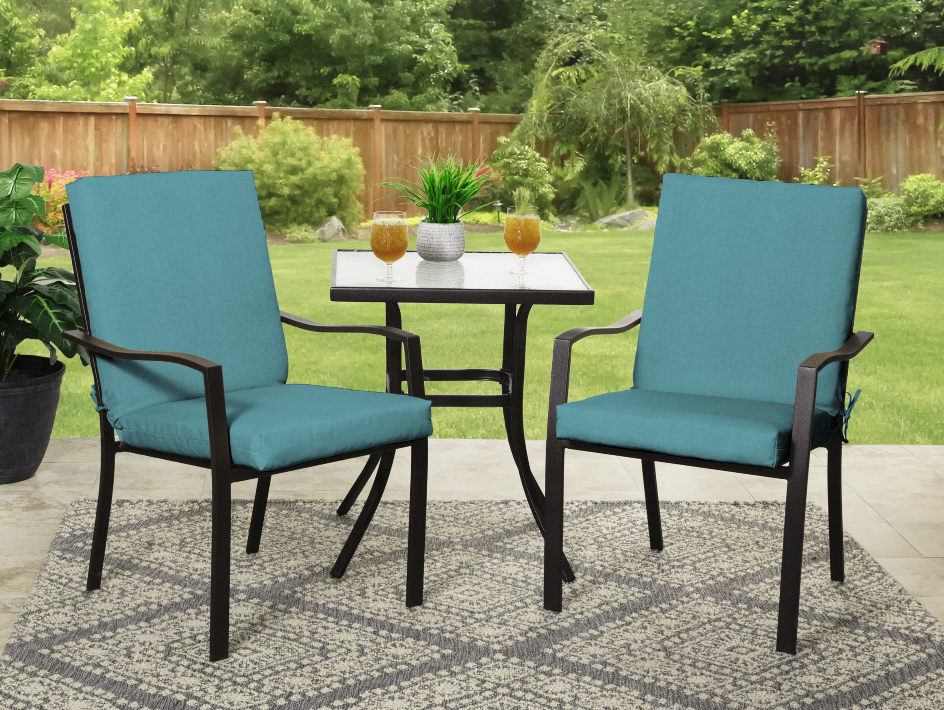 Mainstays 43" x 20" Turquoise Blue Rectangle Patio Chair Cushion, 1 Piece